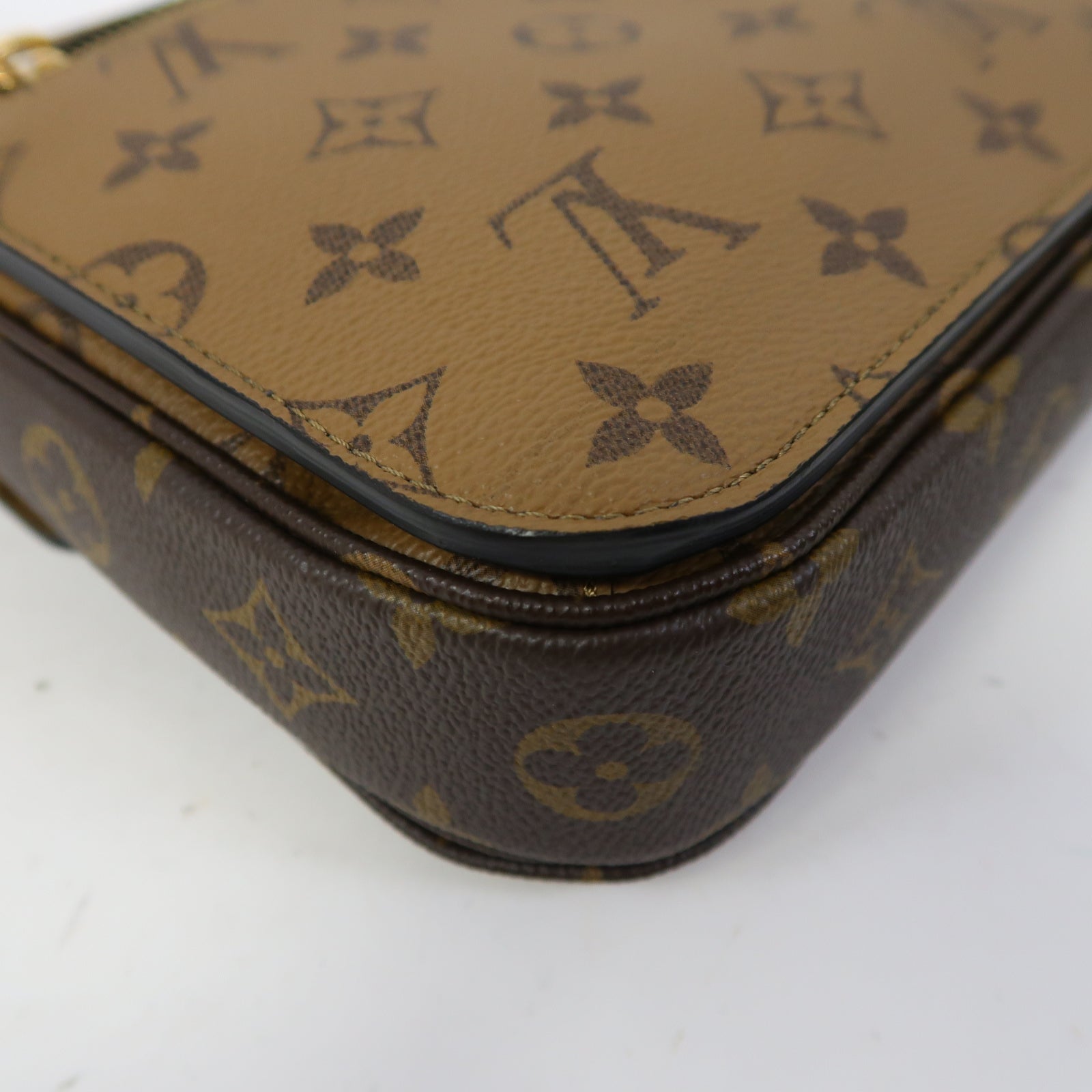 LOUIS VUITTON Monogram Reverse Pochette Metis金扣手挽肩背兩用袋啡色