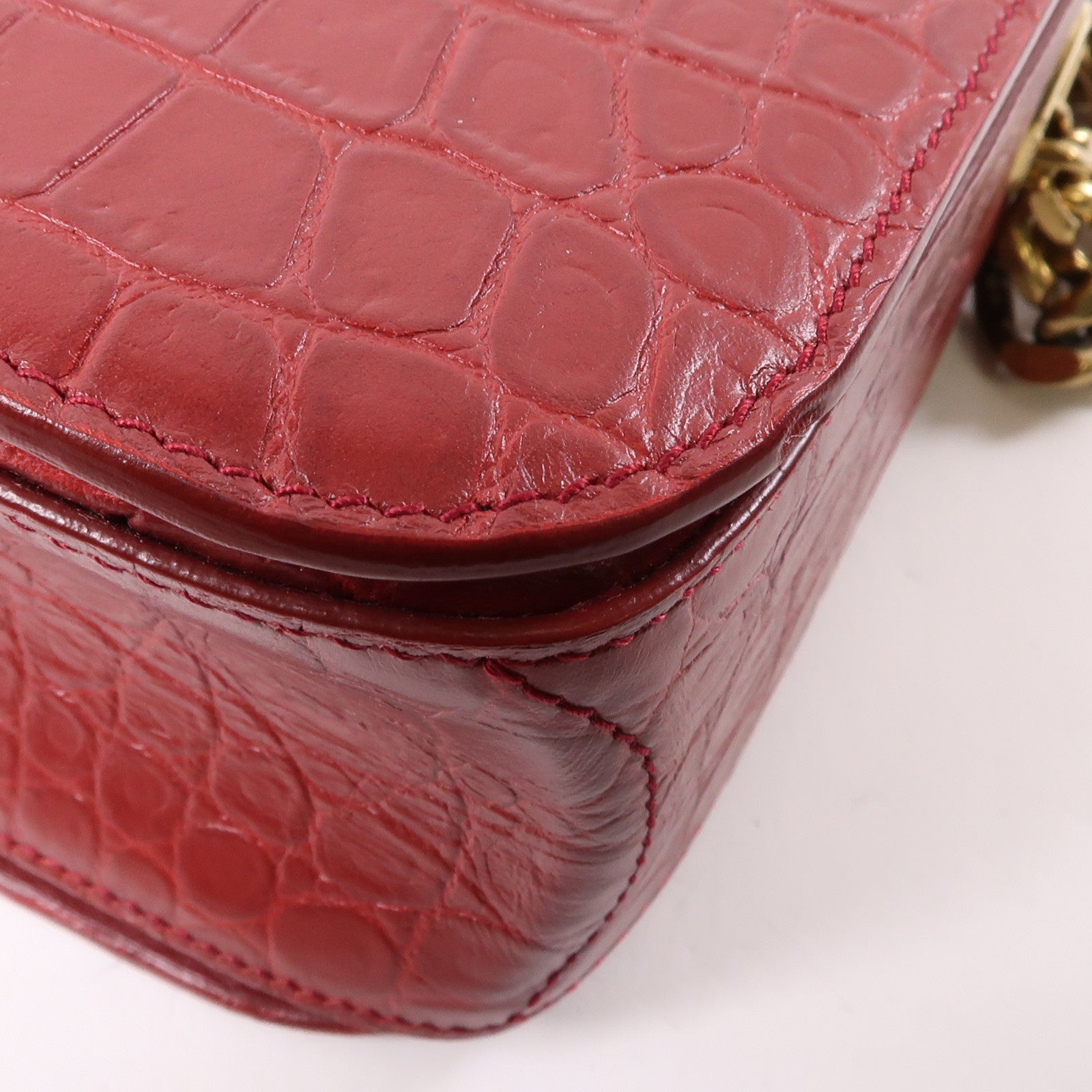 SAINT LAURENT 牛皮皮革Elise金扣鏈帶肩背袋紅色