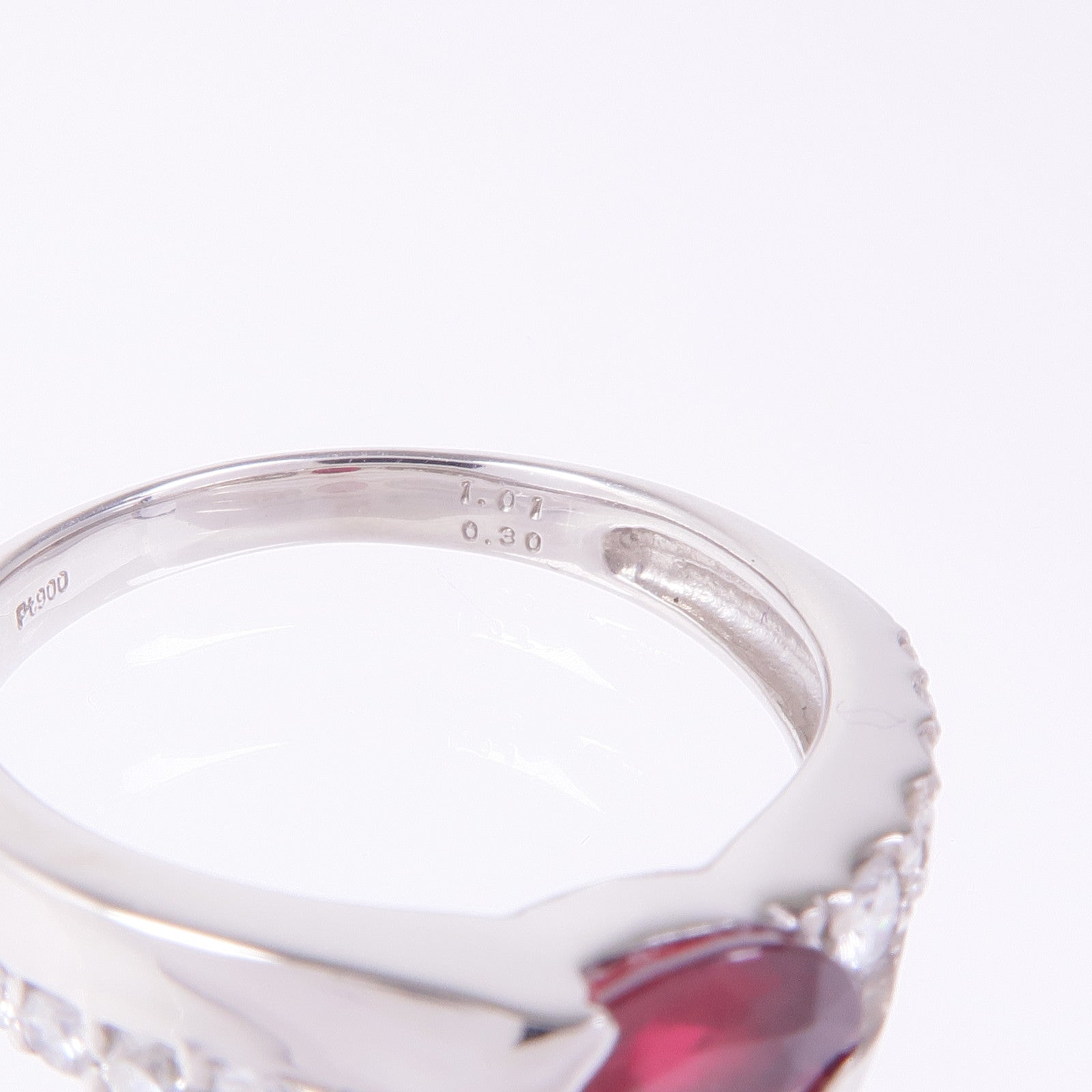 JEWELRY PT900鉑金Ruby Diamond Ring紅寶石/鑽石戒指US#6.75