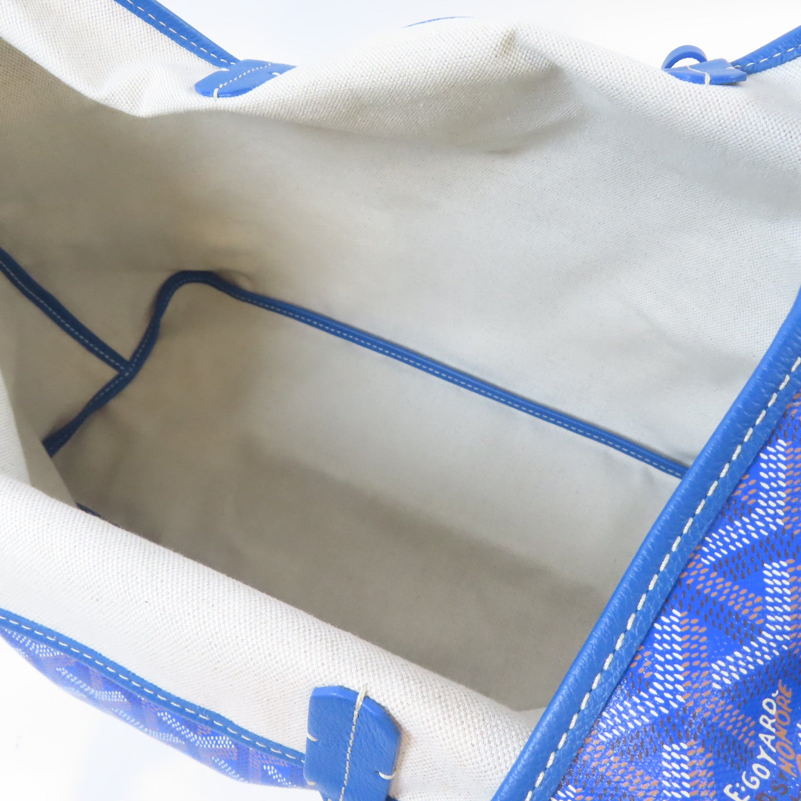 GOYARD 塗層帆布Saint Louis PM銀扣手挽袋藍色