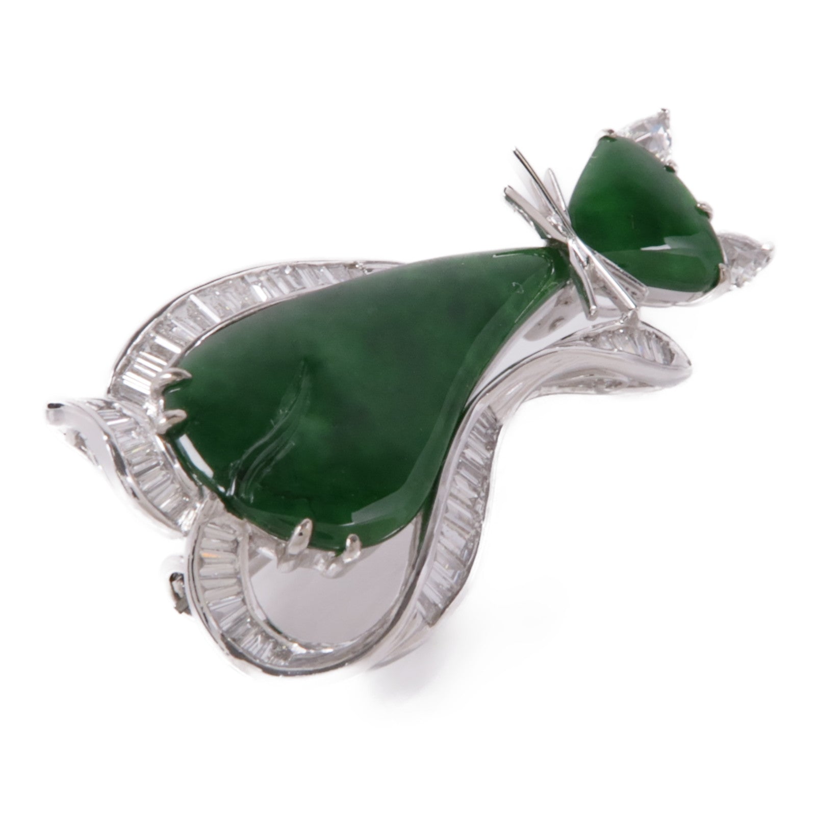 JEWELRY 18K白金Jade/Diamond Brooch/Pendant Top翡翠鑽石胸針/吊墜