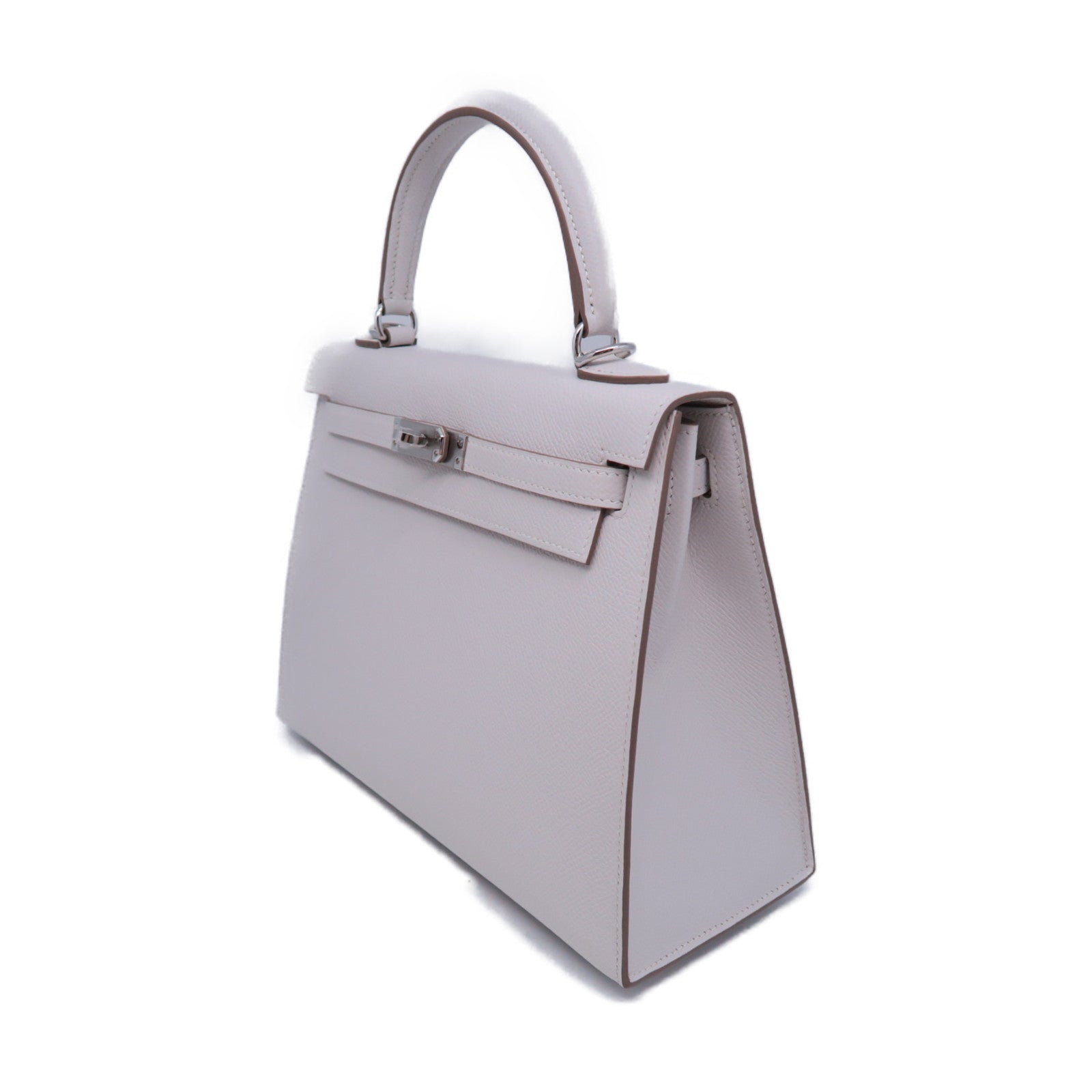 HERMES 【激減優惠】HERMES Epsom皮革Kelly 25銀扣手挽肩背兩用袋白色