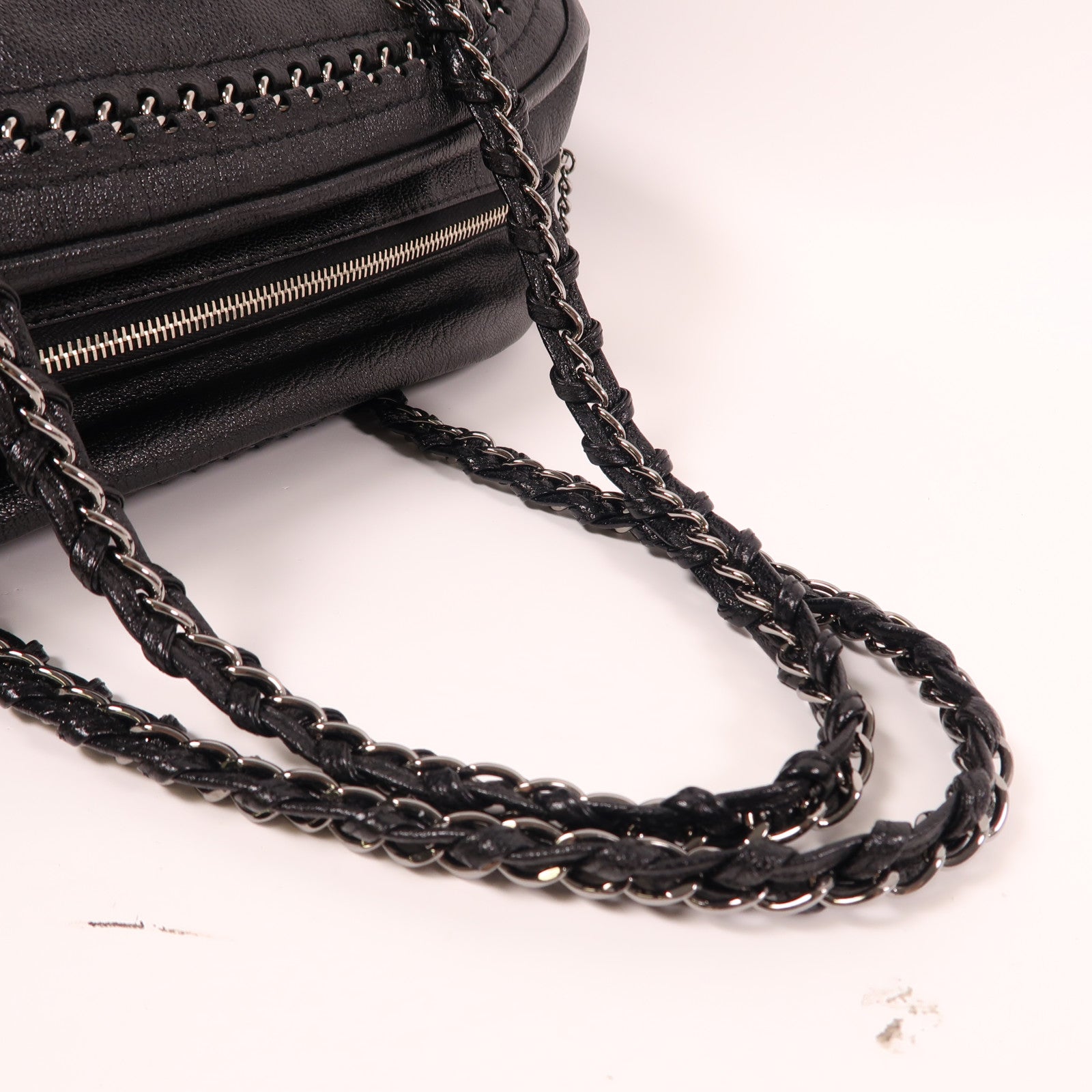 CHANEL 羊皮皮革Luxe ligne bowler bag銀扣肩背袋黑色