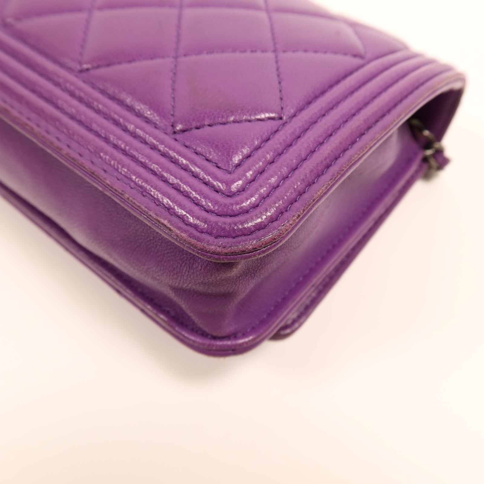 CHANEL 羊皮皮革Boy WOC Wallet On Chain銀扣鏈帶鏈帶肩背袋