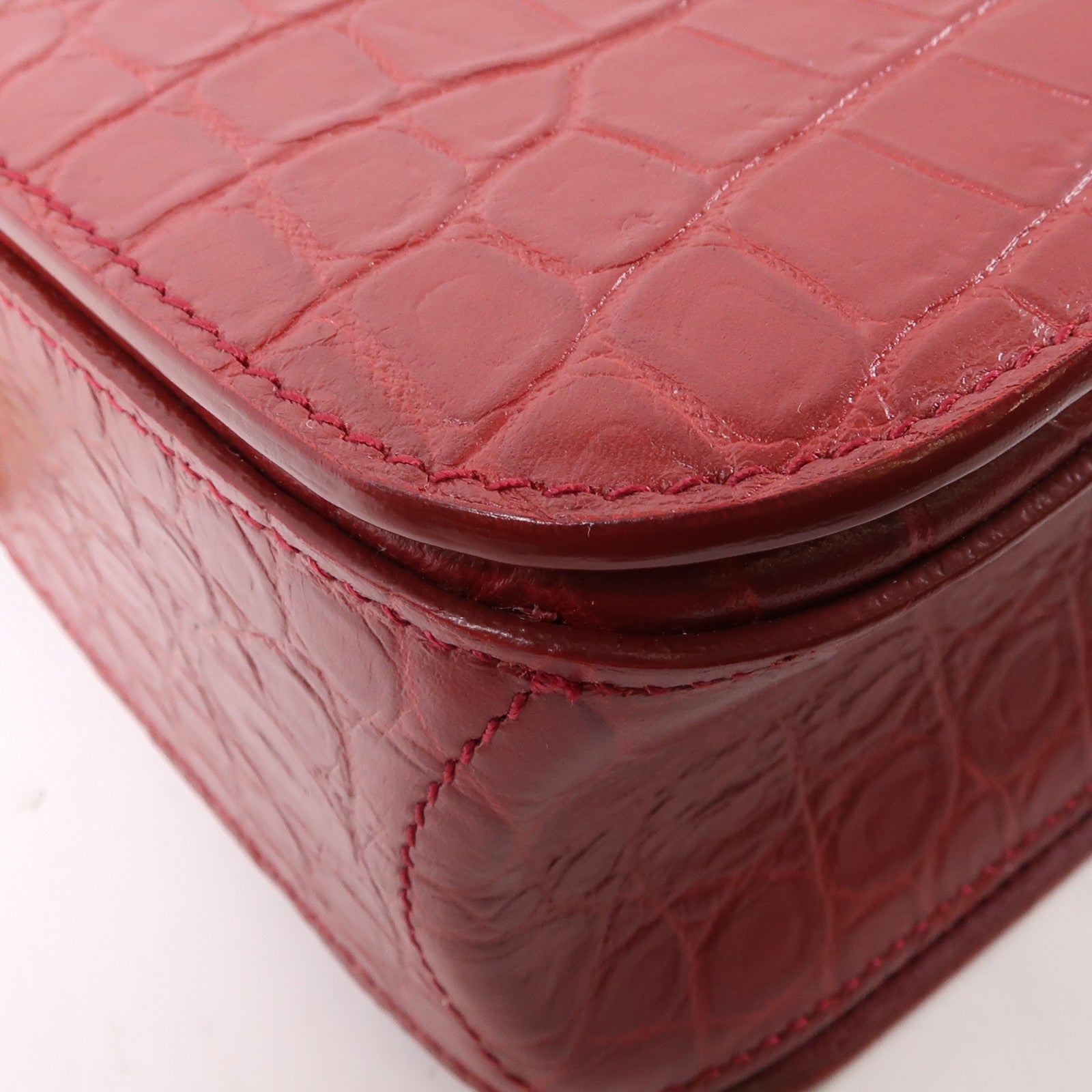 SAINT LAURENT 牛皮皮革Elise金扣鏈帶肩背袋紅色