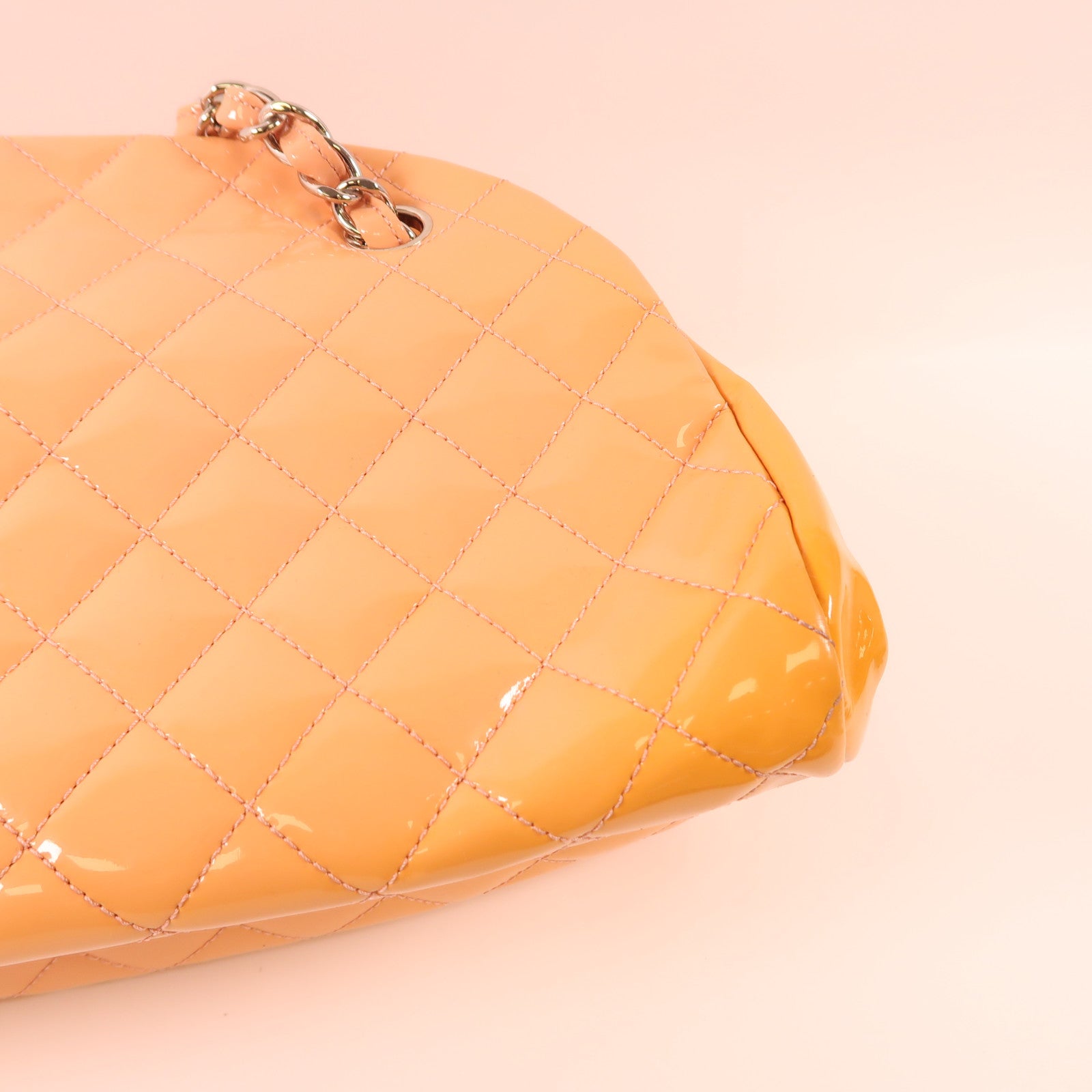 CHANEL 漆皮皮革Chain Shoulder銀扣鏈帶肩背袋