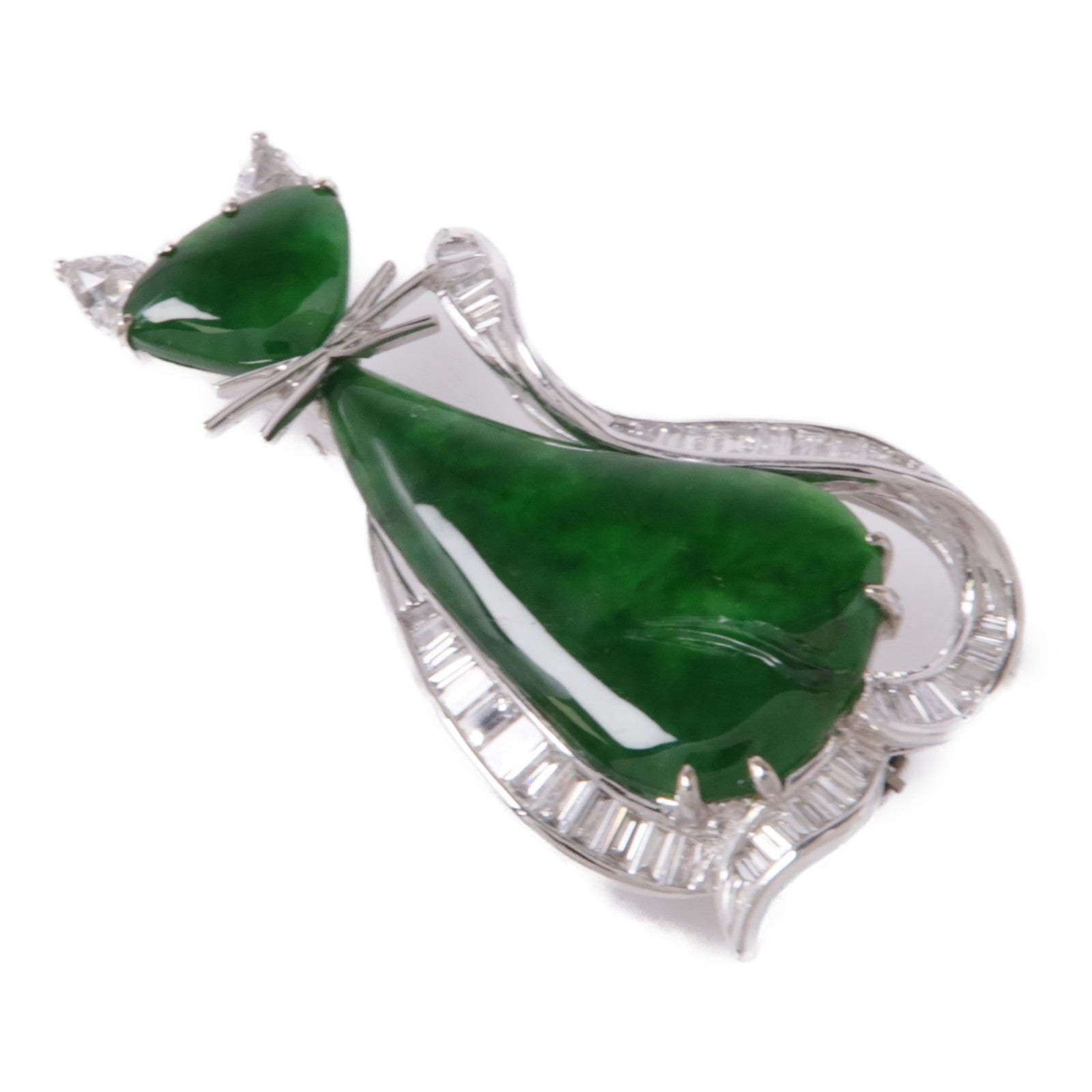 JEWELRY 18K白金Jade/Diamond Brooch/Pendant Top翡翠鑽石胸針/吊墜