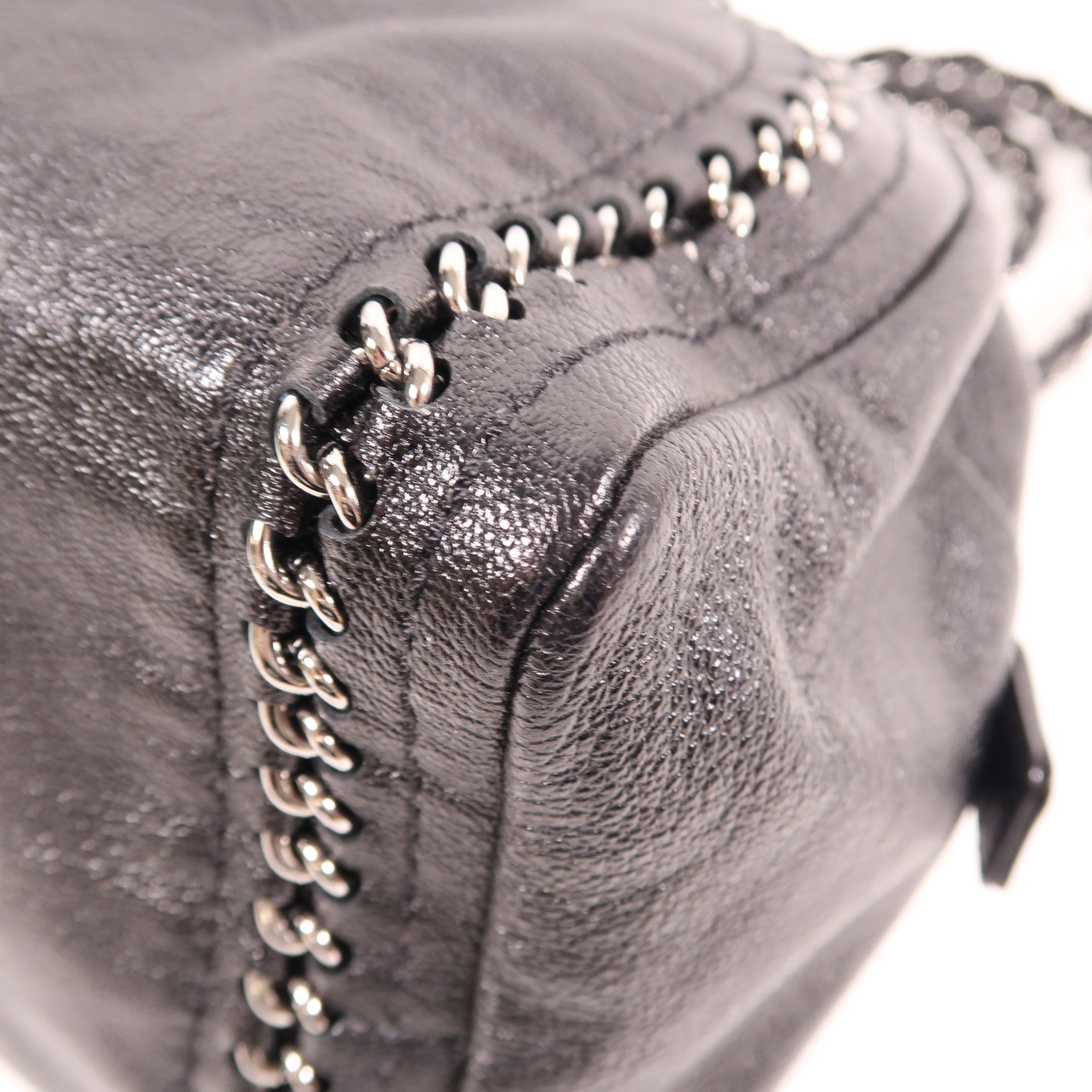 CHANEL 羊皮皮革Luxe ligne bowler bag銀扣肩背袋黑色