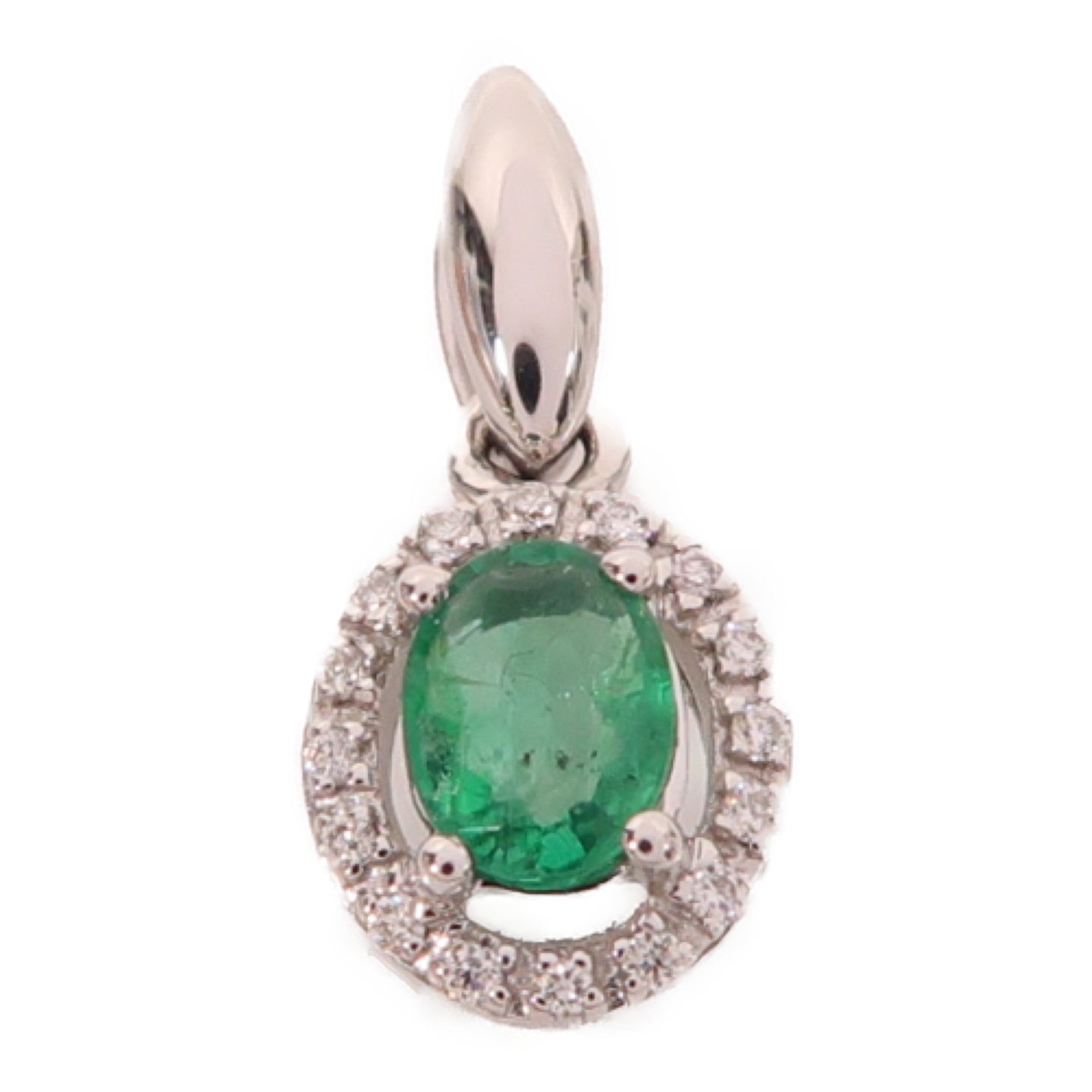 JEWELRY 18K白金Pendant0.27ct綠寶石/0.04ct鑽石吊墜