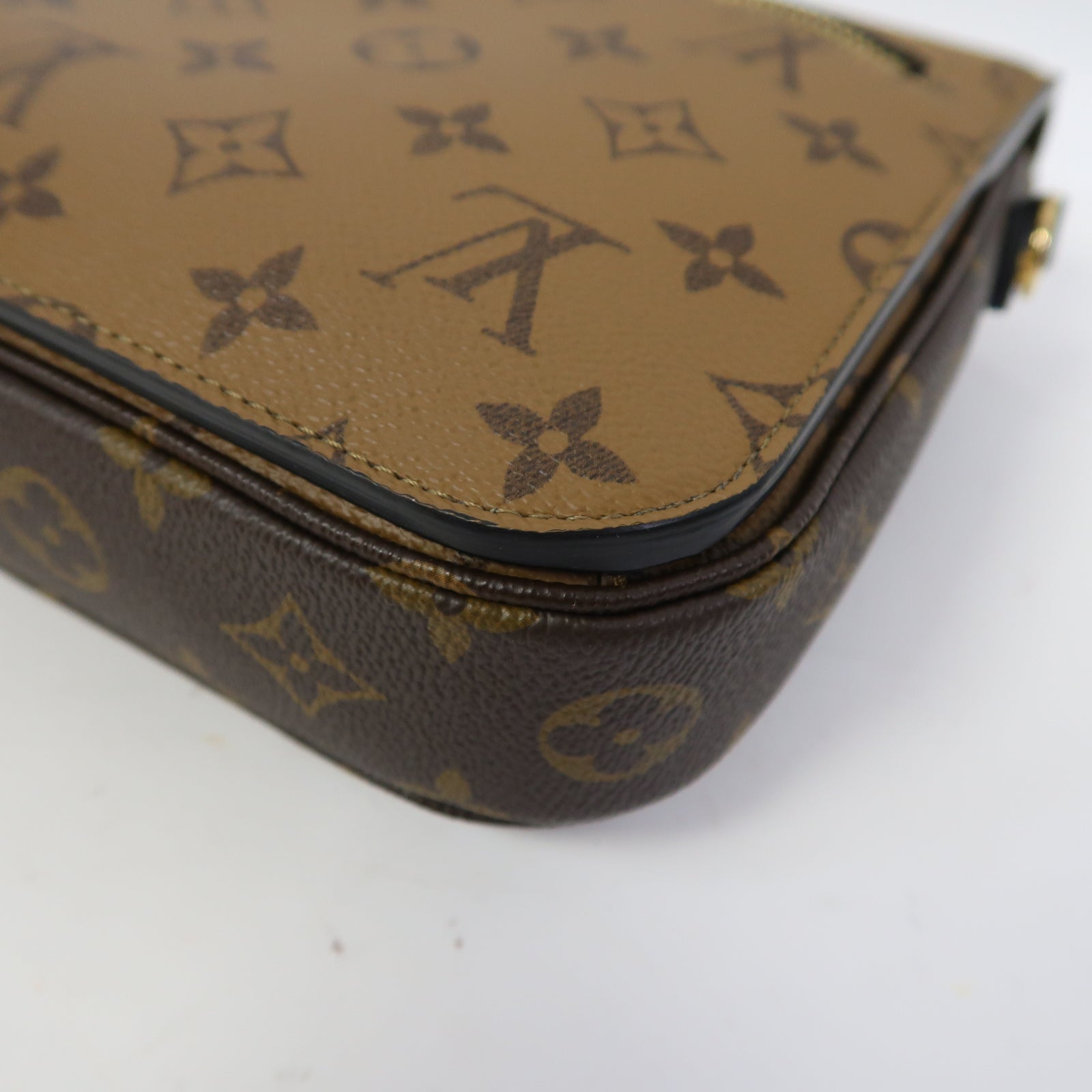 LOUIS VUITTON Monogram Reverse Pochette Metis金扣手挽肩背兩用袋啡色