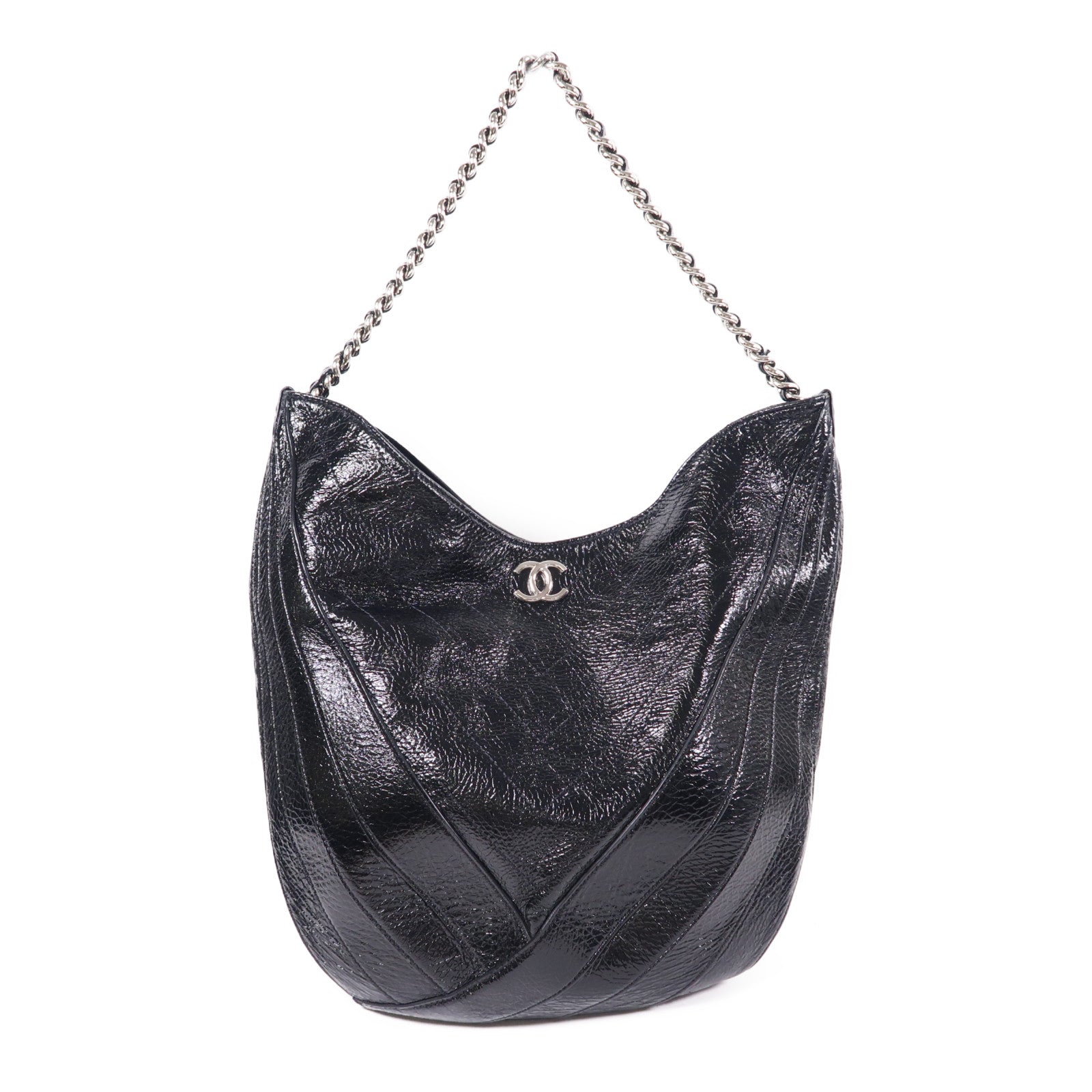 CHANEL 牛皮皮革Chain Shoulder銀扣肩背袋