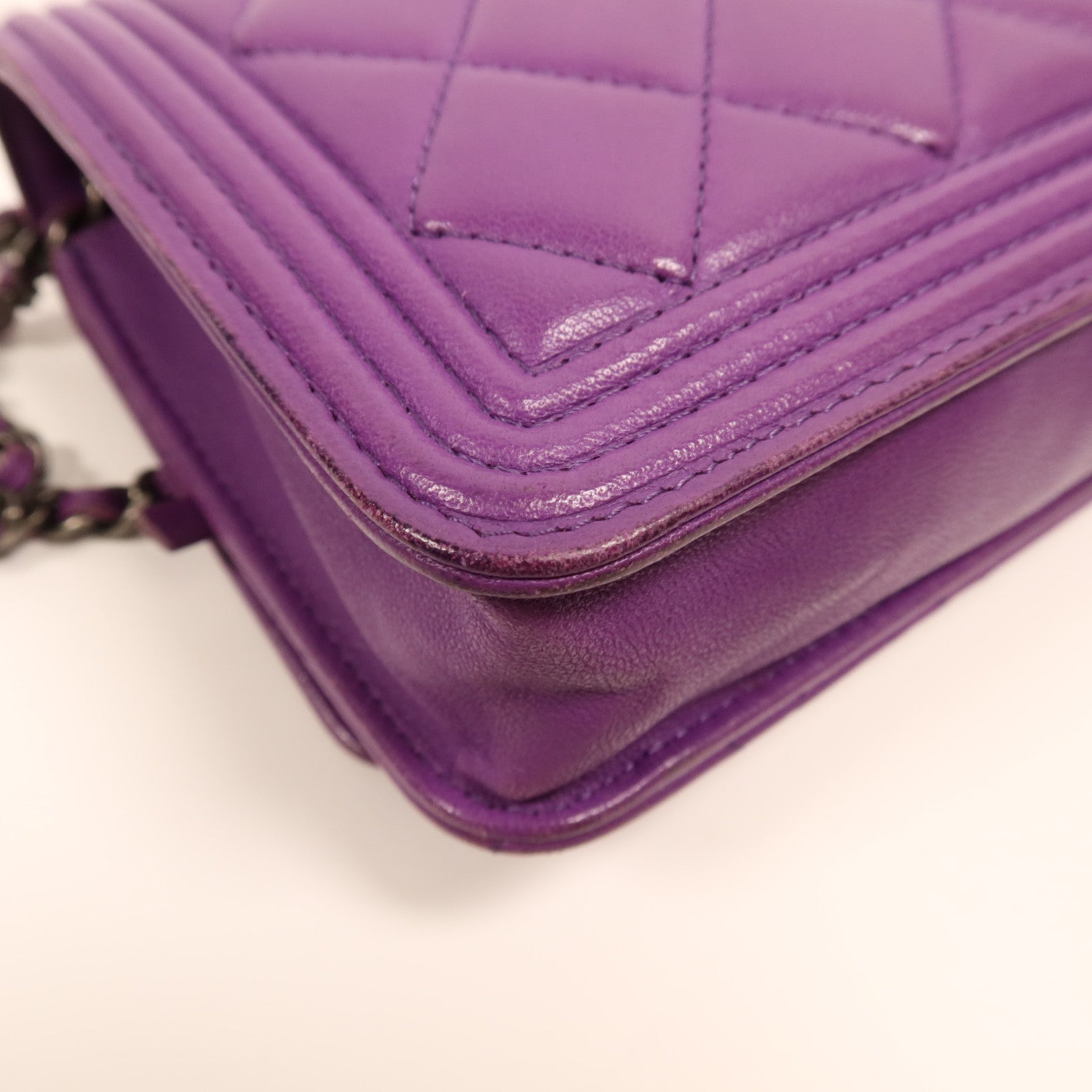 CHANEL 羊皮皮革Boy WOC Wallet On Chain銀扣鏈帶鏈帶肩背袋