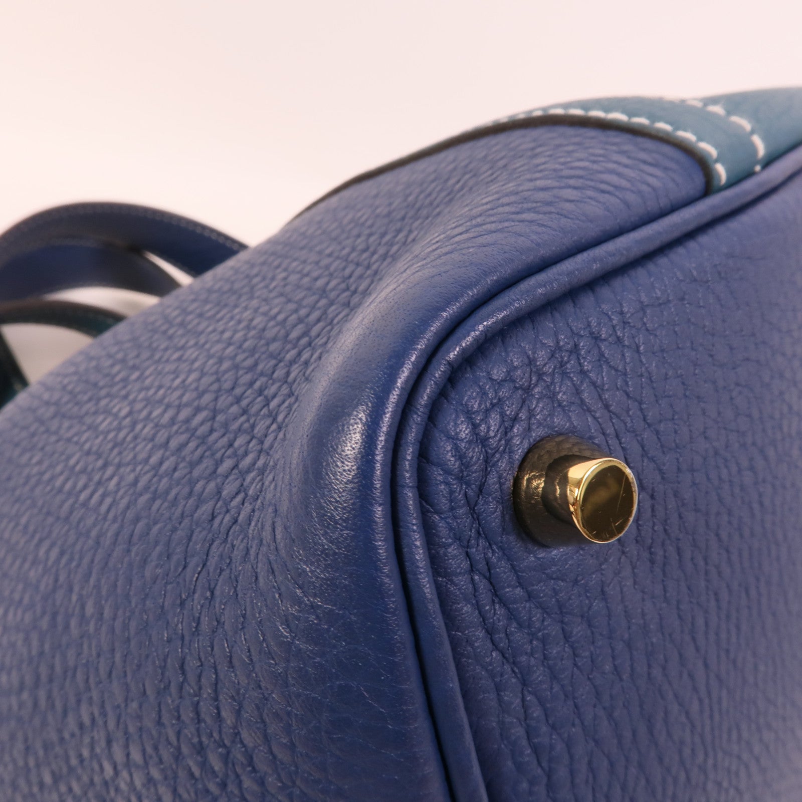 HERMES Clemence皮革Picotin PM手挽袋Deep Blue Vert Bosphore
