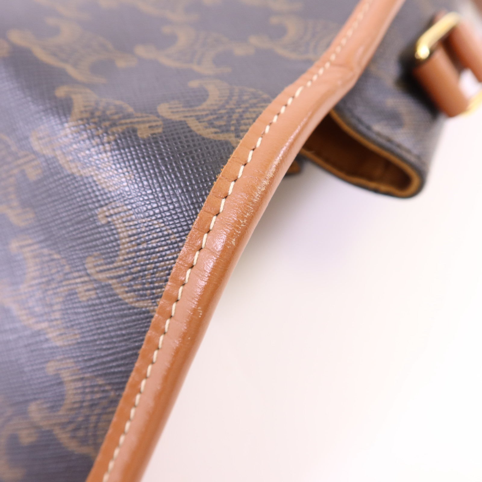 CELINE 塗層帆布Folco金扣肩背袋