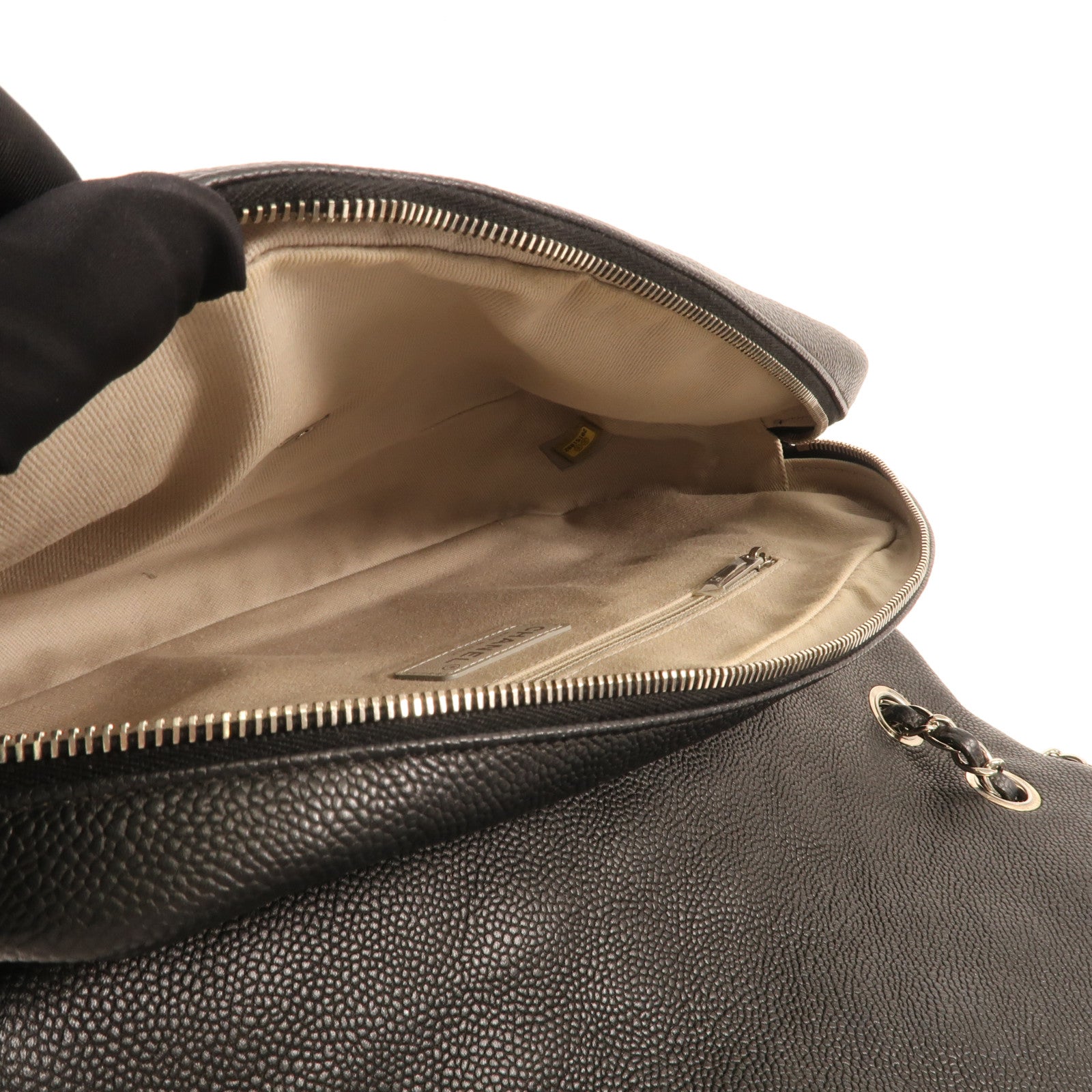 CHANEL 牛皮皮革Shoulder Bag銀扣鏈帶肩背袋