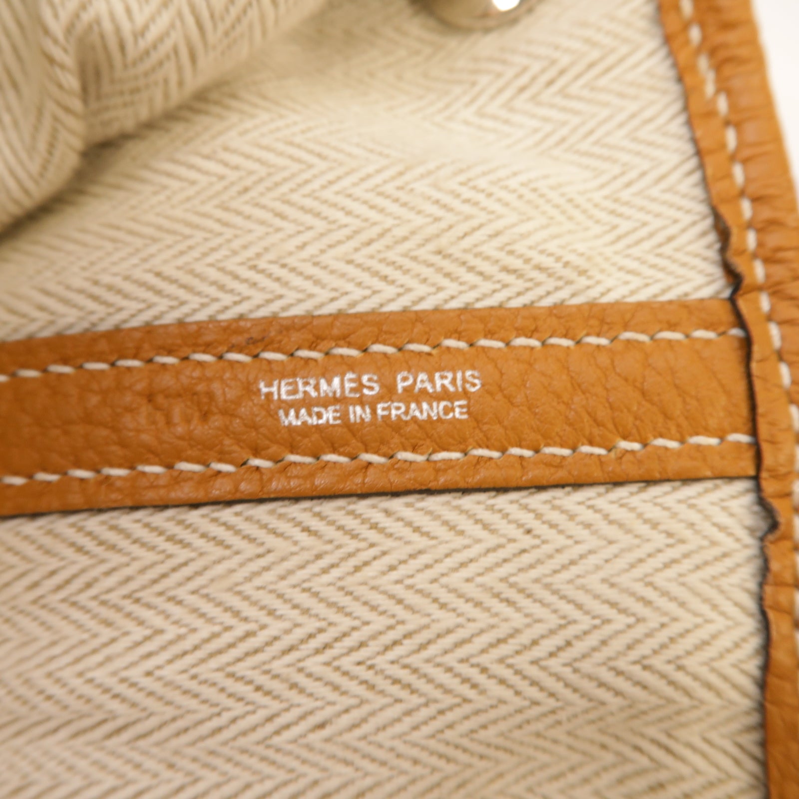HERMES 【激減優惠】Negonda皮革Garden Party銀扣手挽袋Gold棕色