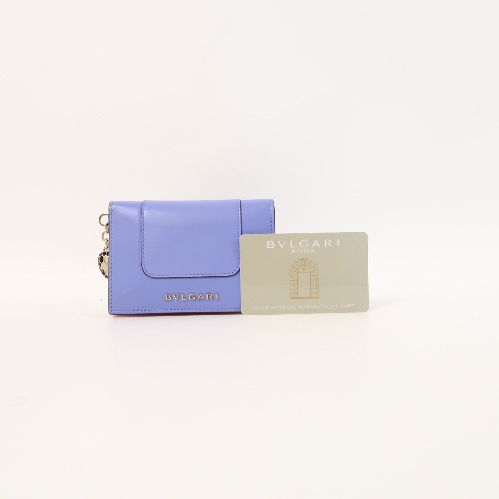 BVLGARI 牛皮皮革Card Case金扣卡片套紫色
