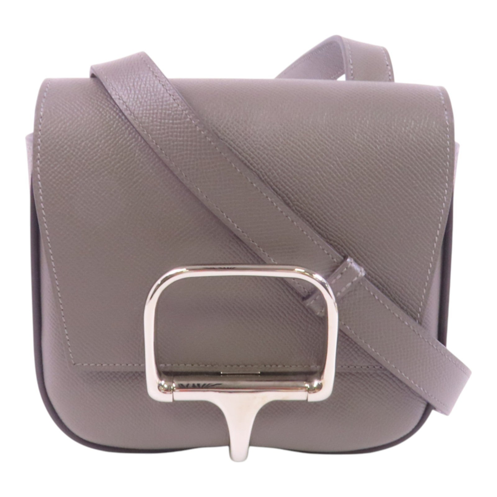 HERMES PHW Della Cavalleria Mini Shoulder Bag Epsom Leather 0L Gris Meyer Grey