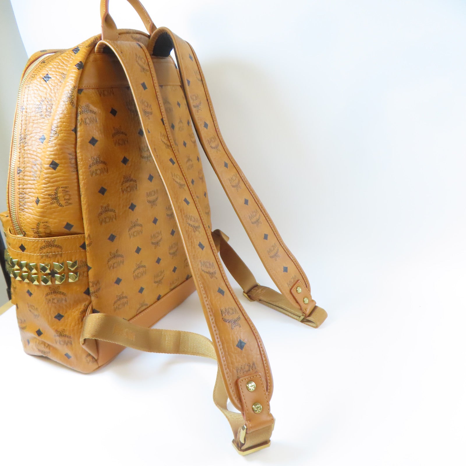 MCM 【激減優惠】皮革Starkside Studs Backpack金扣背包棕色