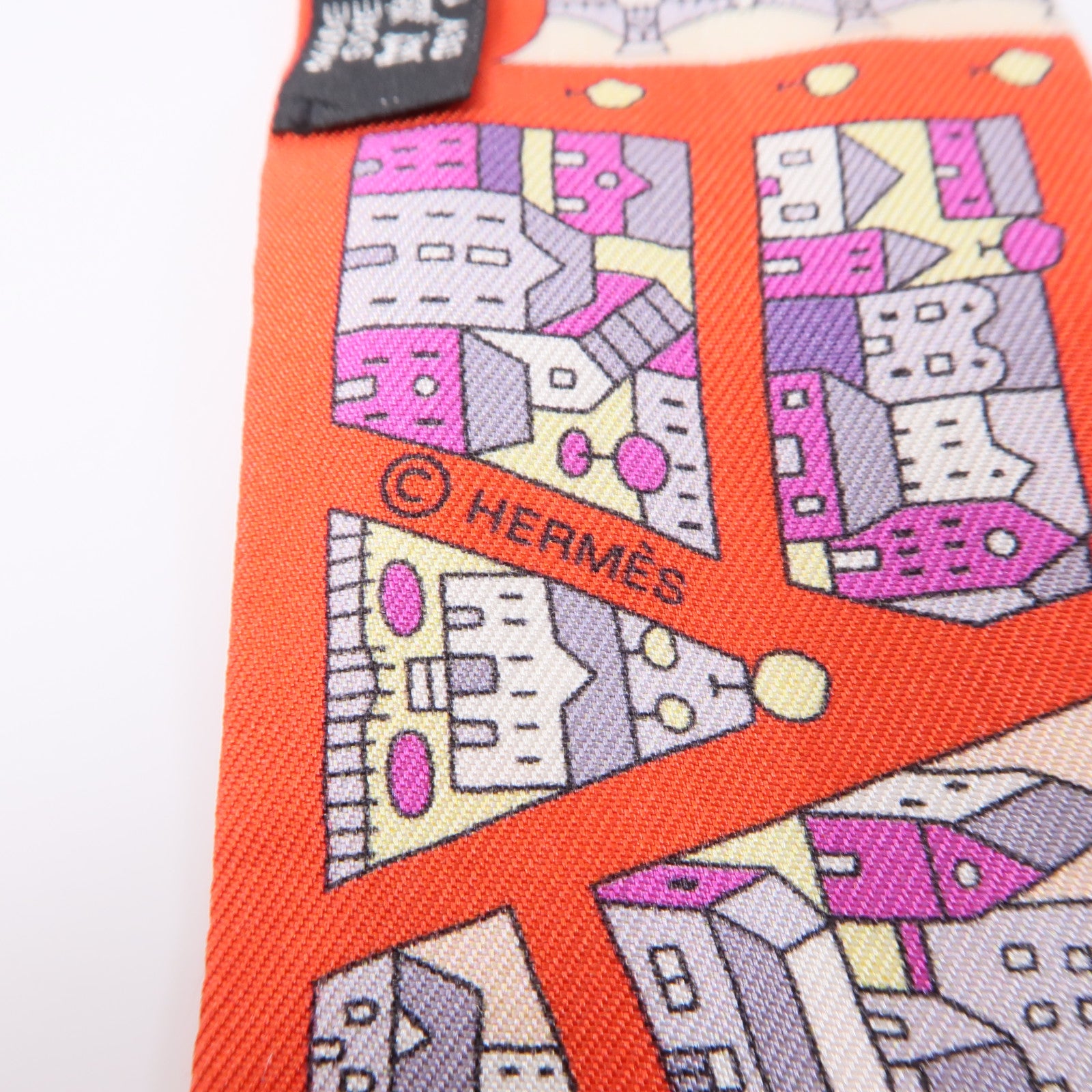 HERMES 絲質Twilly絲巾紅色