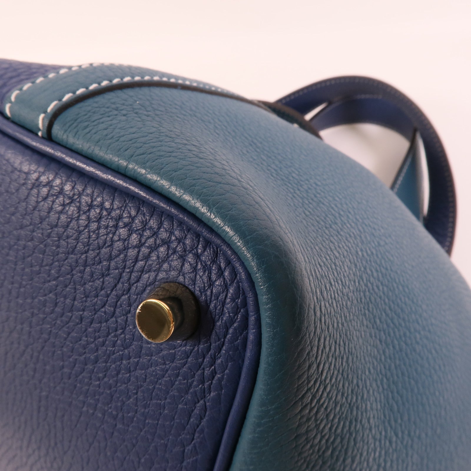 HERMES Clemence皮革Picotin PM手挽袋Deep Blue Vert Bosphore