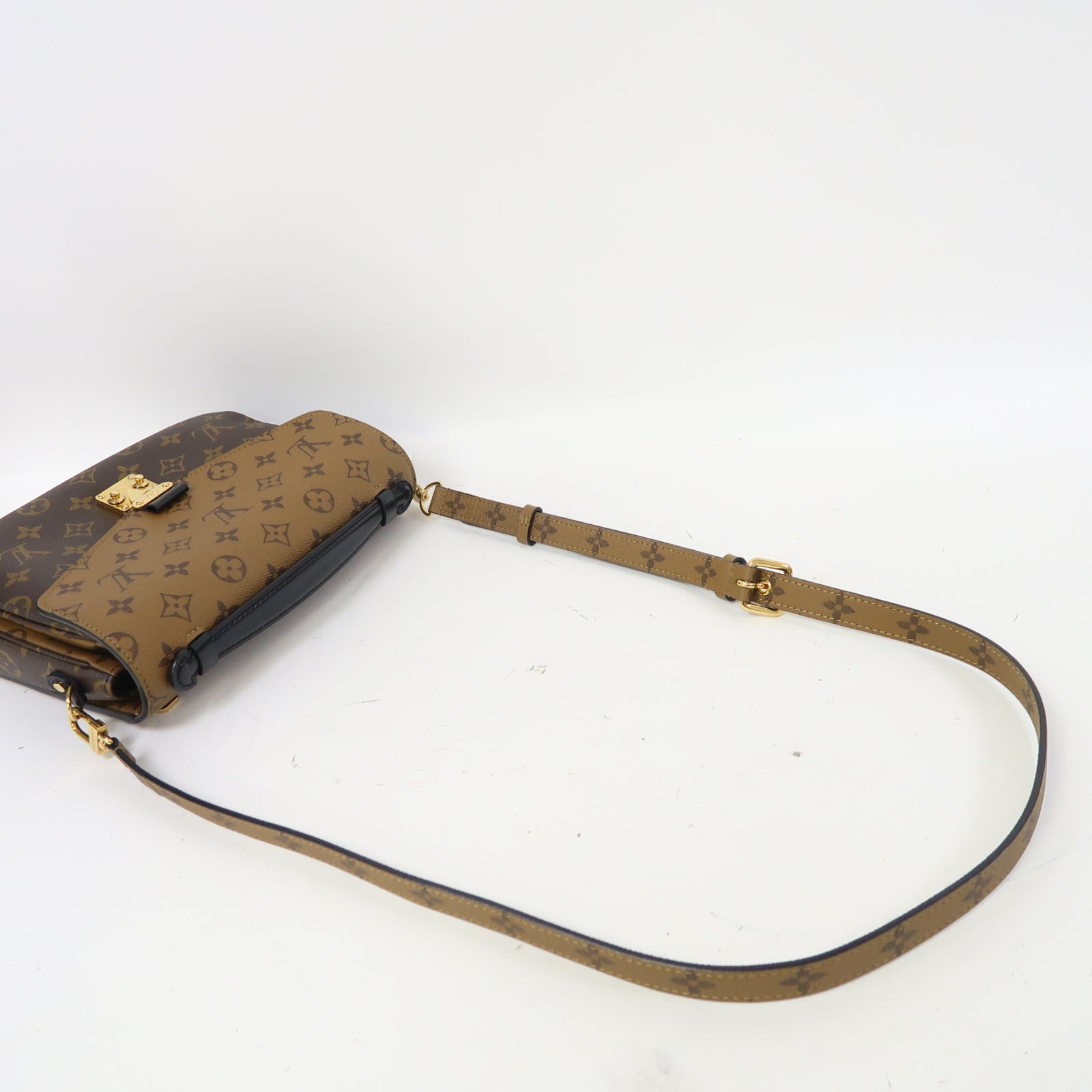 LOUIS VUITTON Monogram Reverse Pochette Metis金扣手挽肩背兩用袋啡色