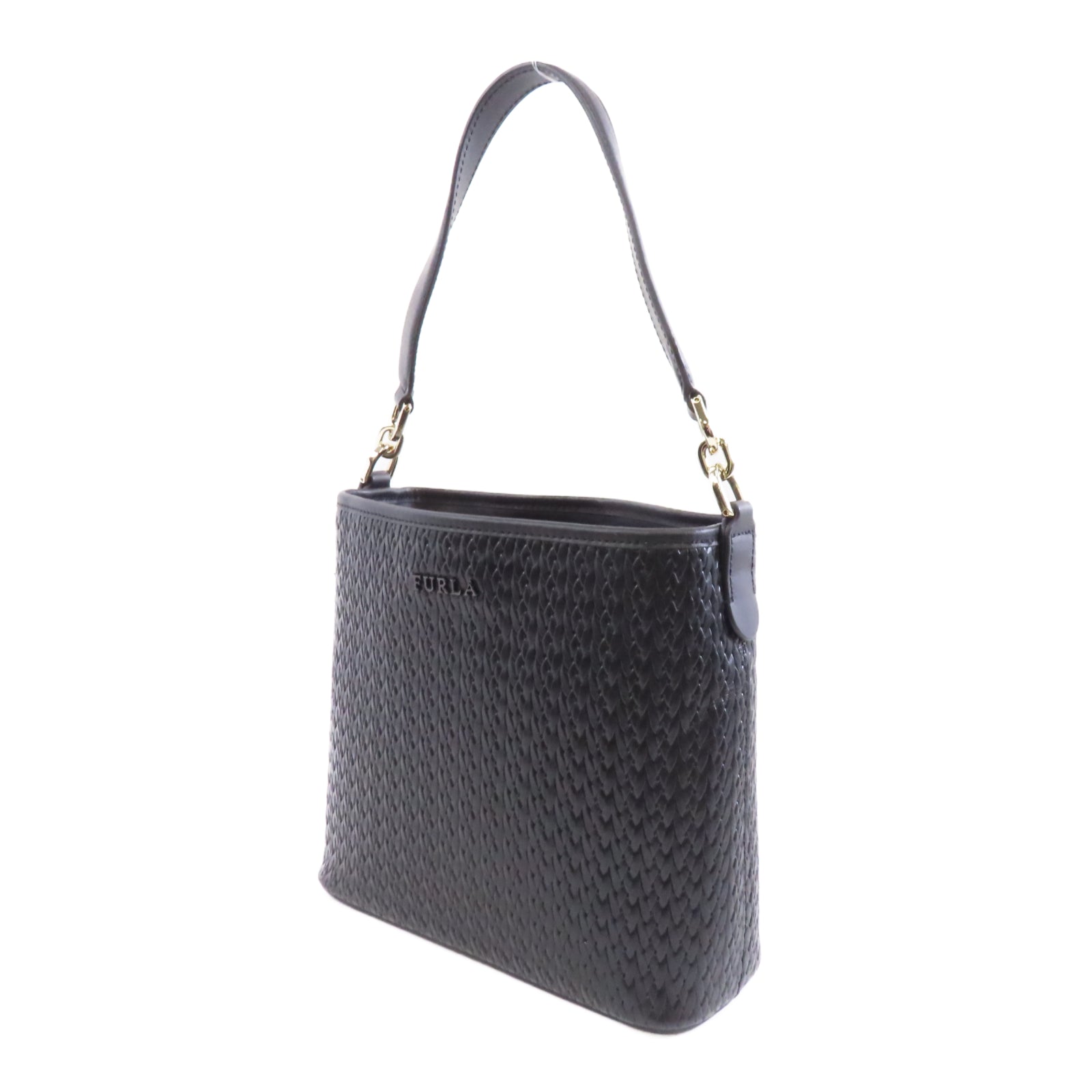 Furla 牛皮皮革2way Shoulder Bag金扣手挽肩背兩用袋黑色