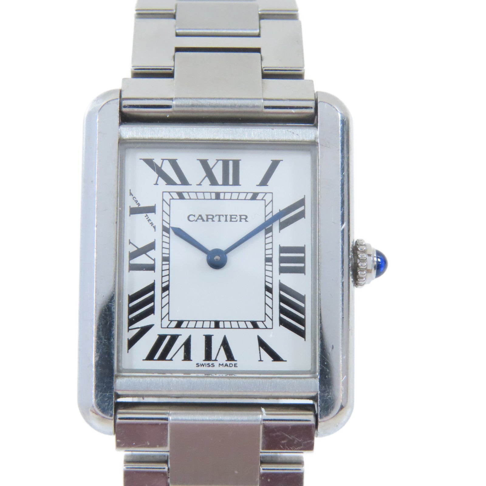 CARTIER Tank Solo不鏽鋼手錶石英機芯白色#15cm