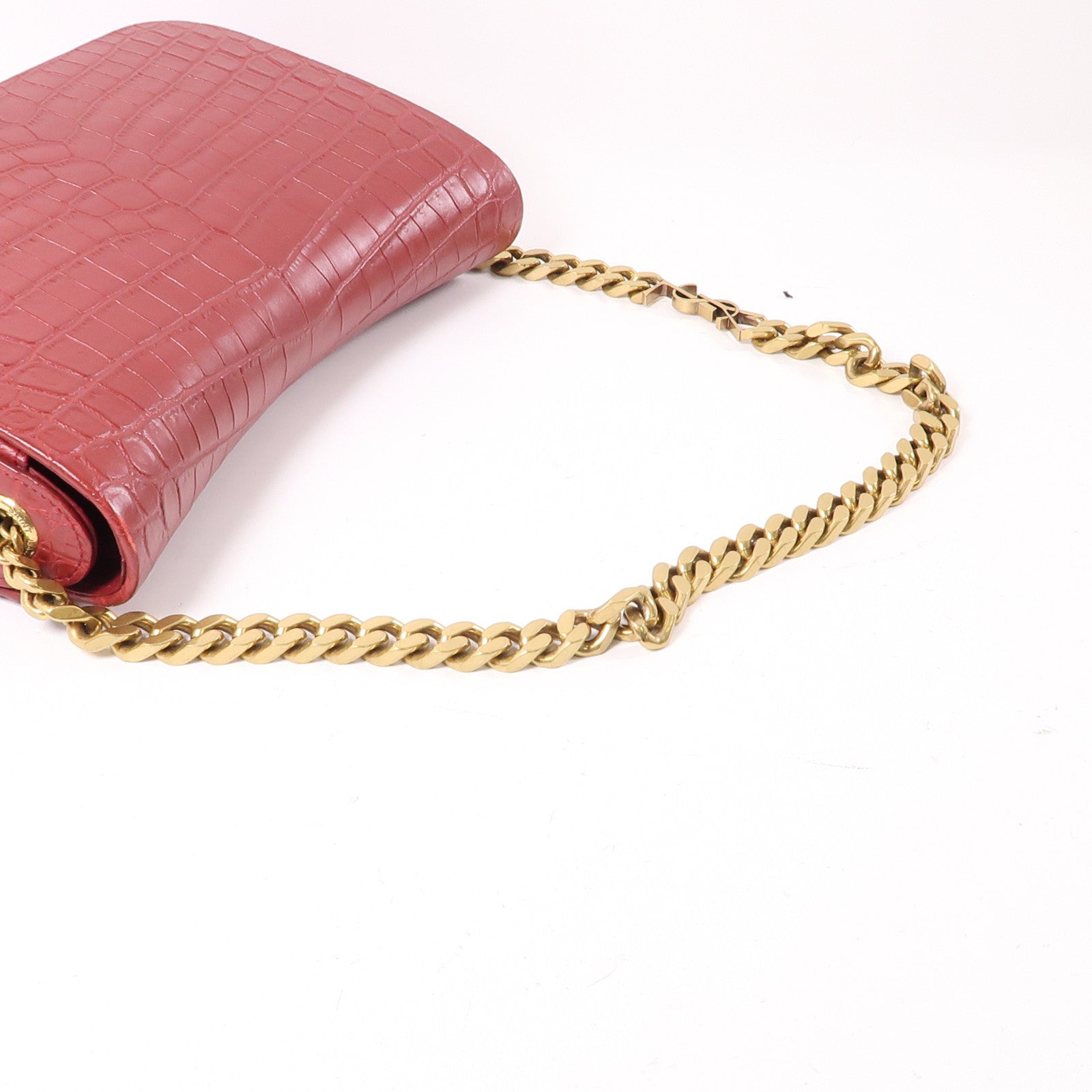 SAINT LAURENT 牛皮皮革Elise金扣鏈帶肩背袋紅色