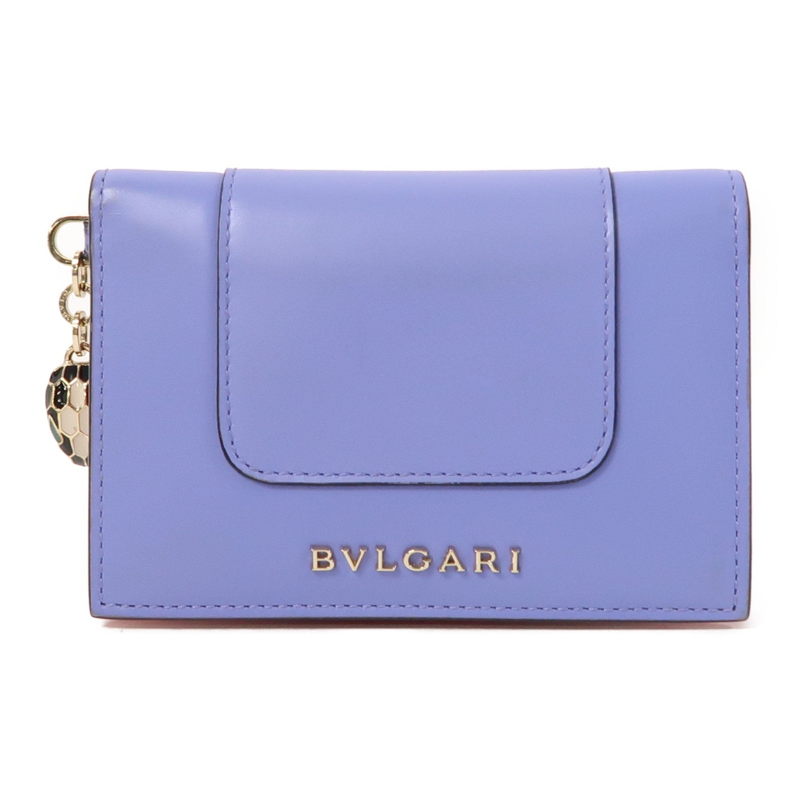 BVLGARI 牛皮皮革Card Case金扣卡片套紫色