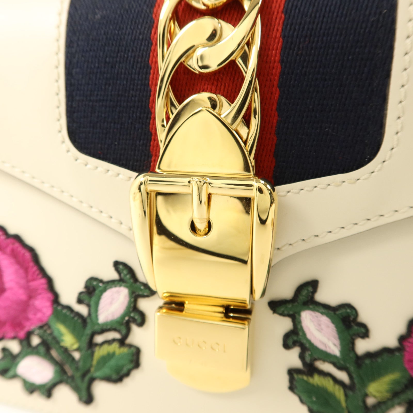 GUCCI 牛皮皮革Sylvie金扣手挽肩背兩用袋