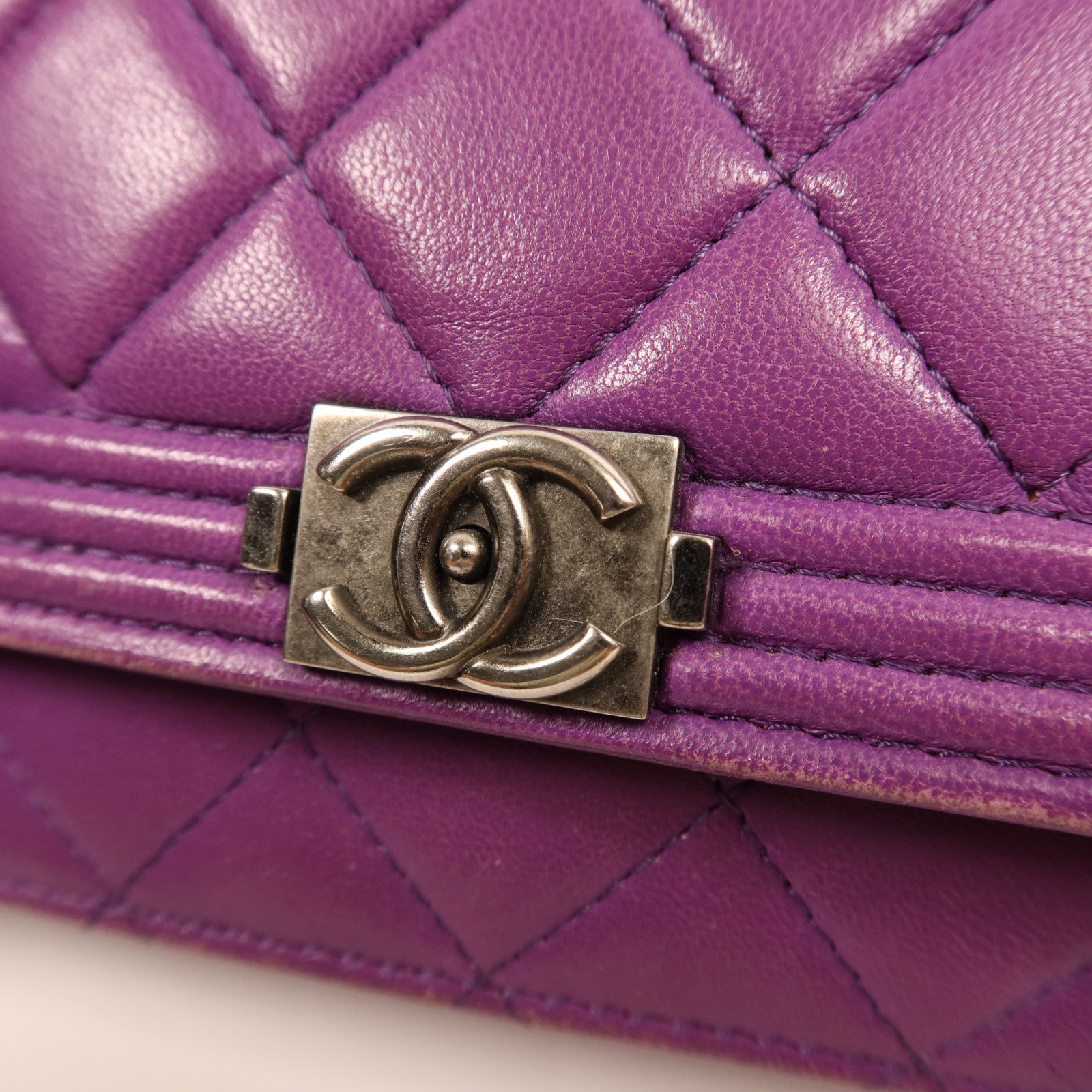 CHANEL 羊皮皮革Boy WOC Wallet On Chain銀扣鏈帶鏈帶肩背袋