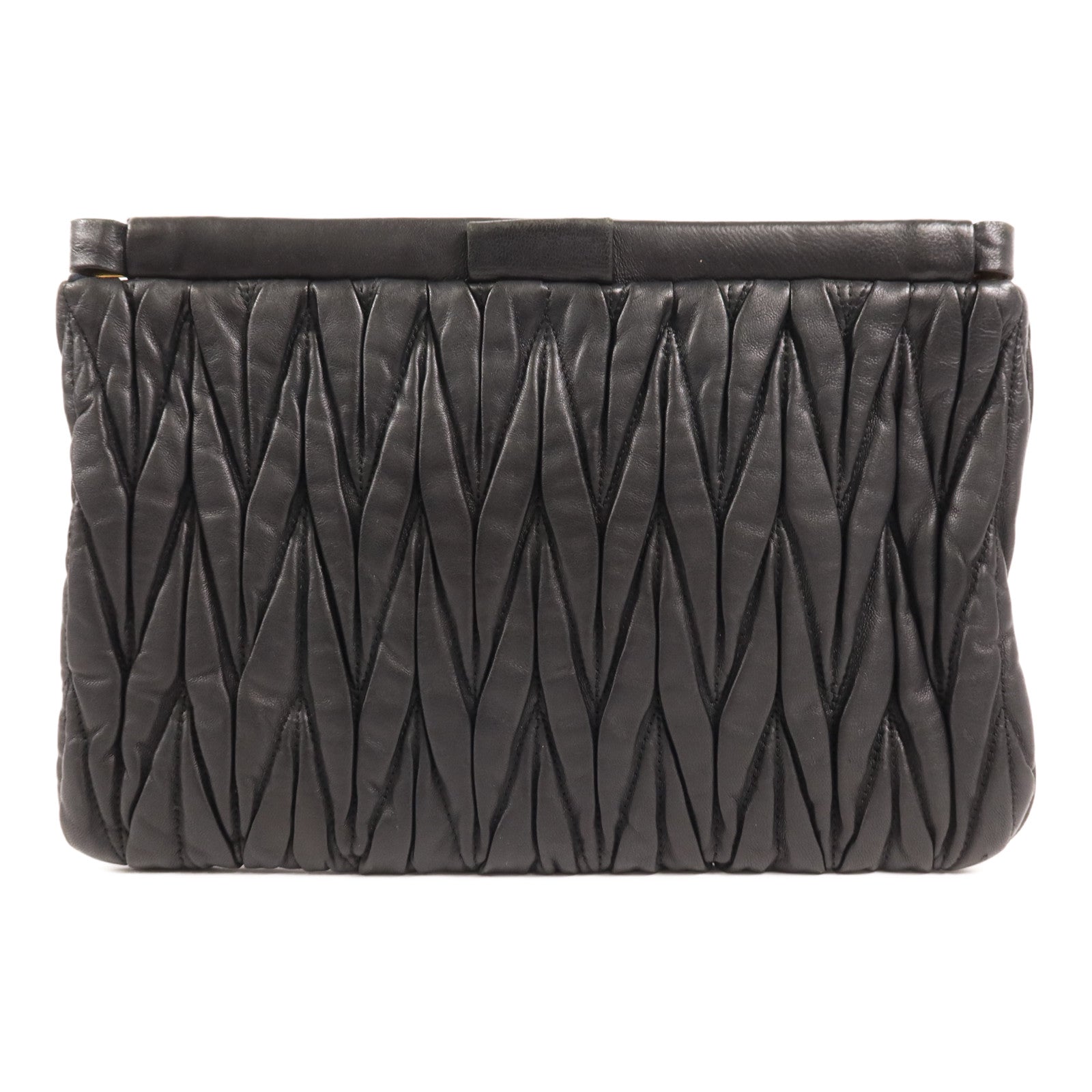 Miu Miu 牛皮皮革Pouch金扣手拿包