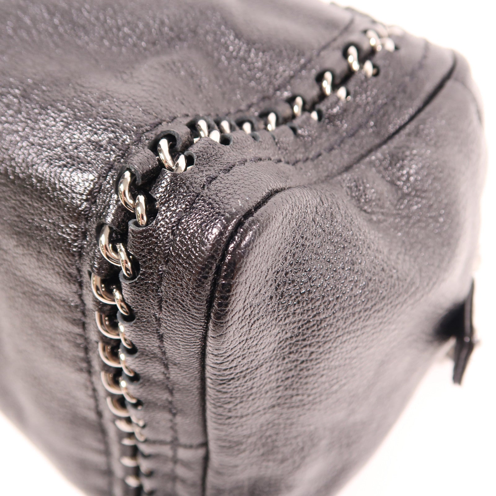 CHANEL 羊皮皮革Luxe ligne bowler bag銀扣肩背袋黑色