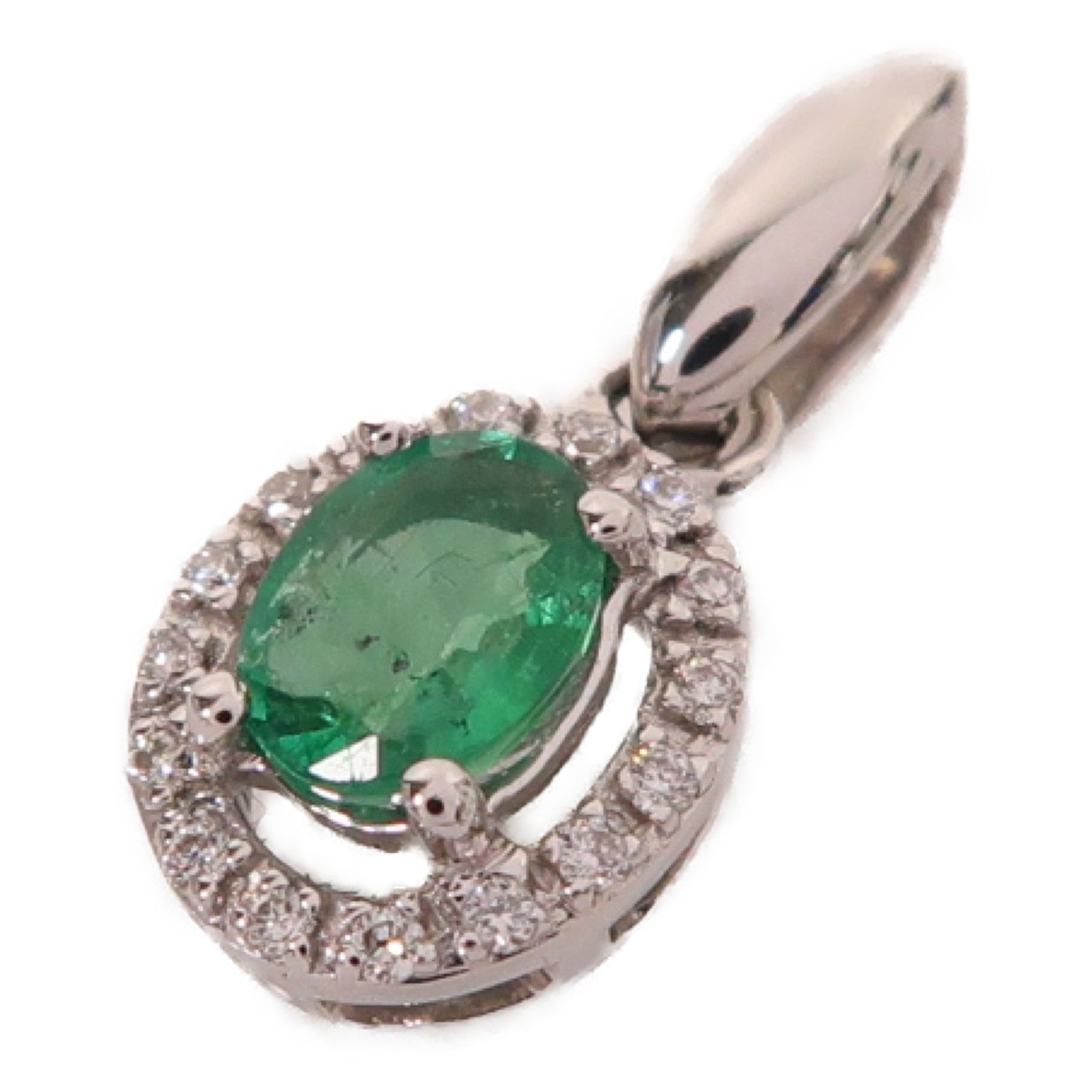 JEWELRY 18K白金Pendant0.27ct綠寶石/0.04ct鑽石吊墜