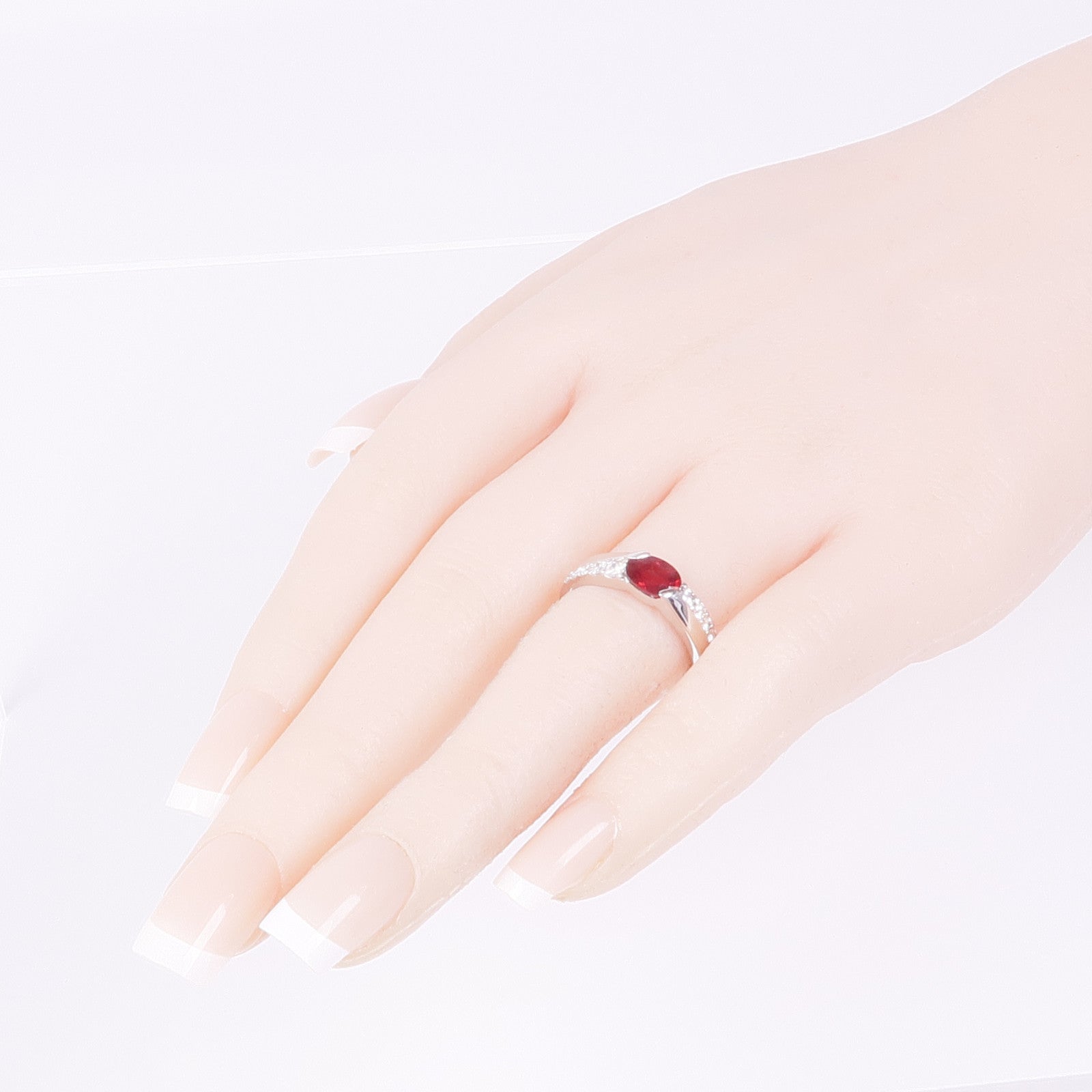 JEWELRY PT900鉑金Ruby Diamond Ring紅寶石/鑽石戒指US#6.75