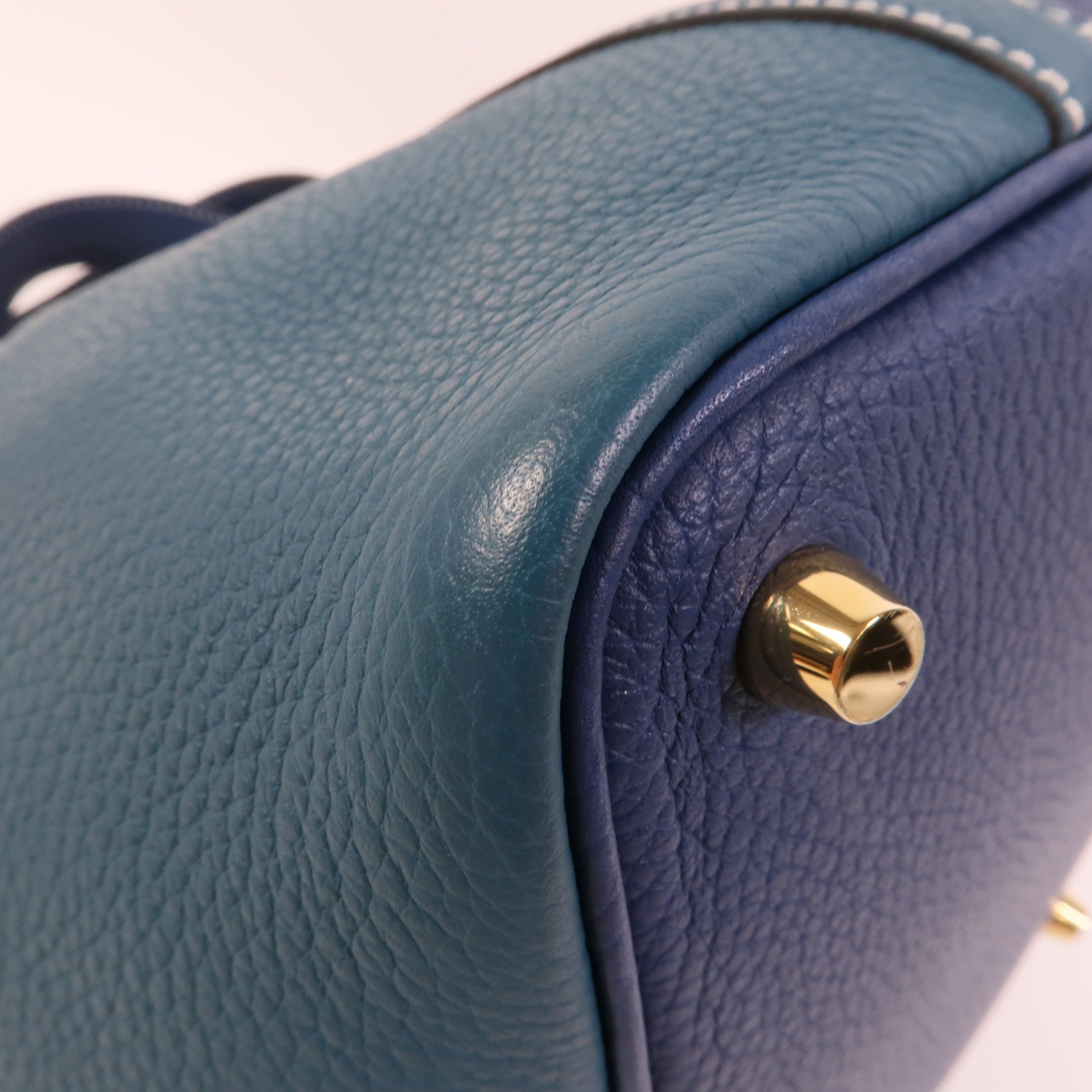 HERMES Clemence皮革Picotin PM手挽袋Deep Blue Vert Bosphore