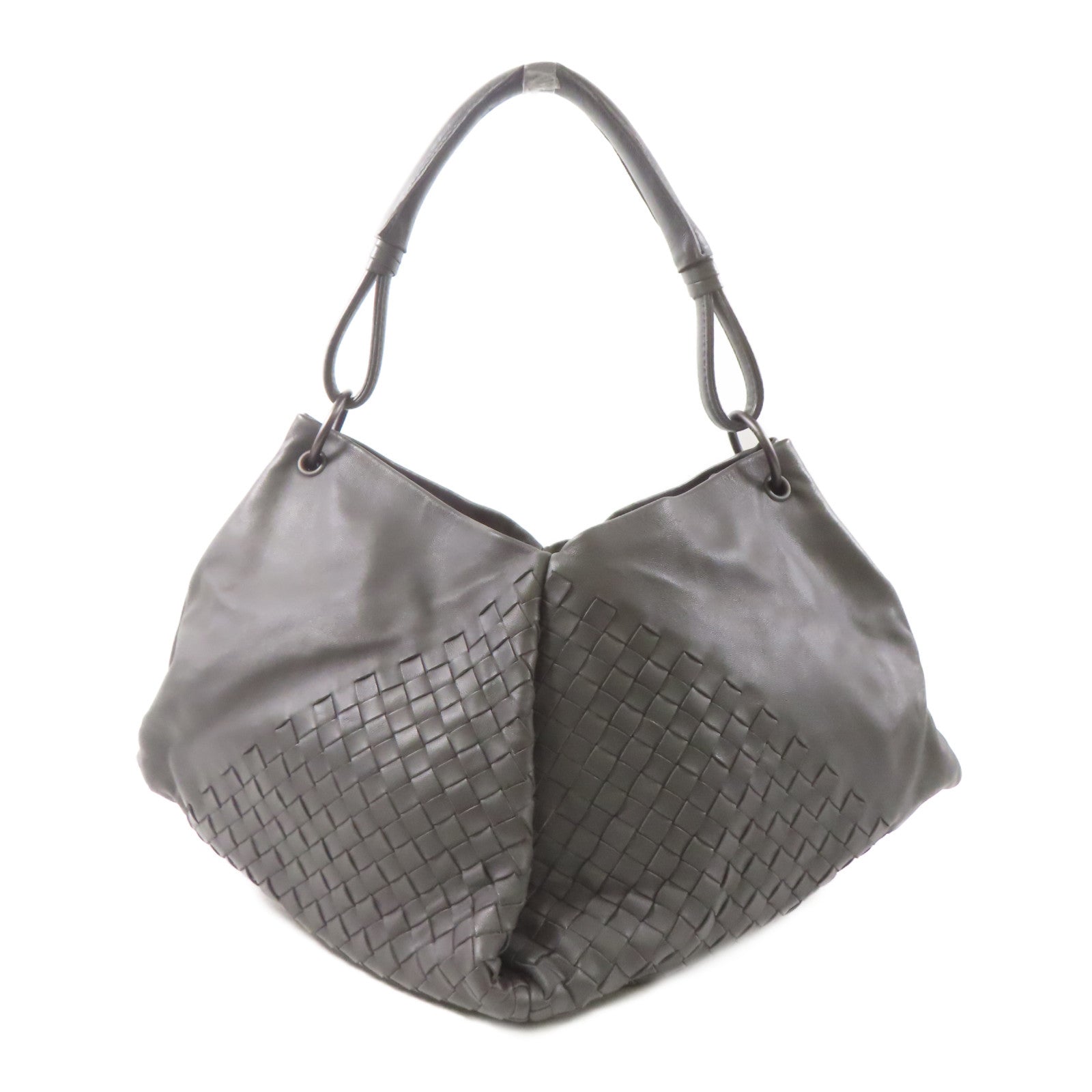 BOTTEGA VENETA 織紋皮革Shoulder Bag肩背袋灰色