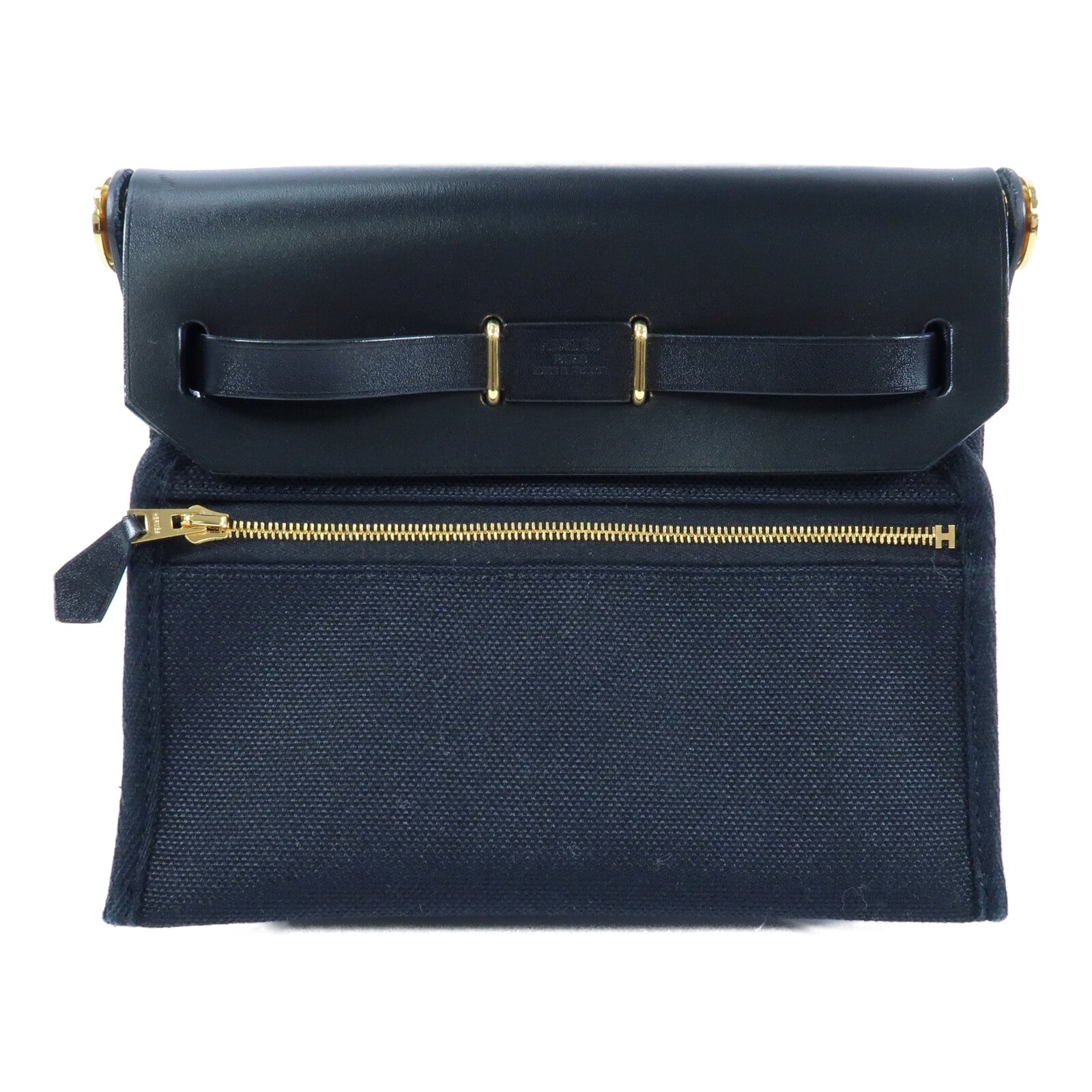 HERMES 帆布Mini Herbag金扣肩背袋Noir