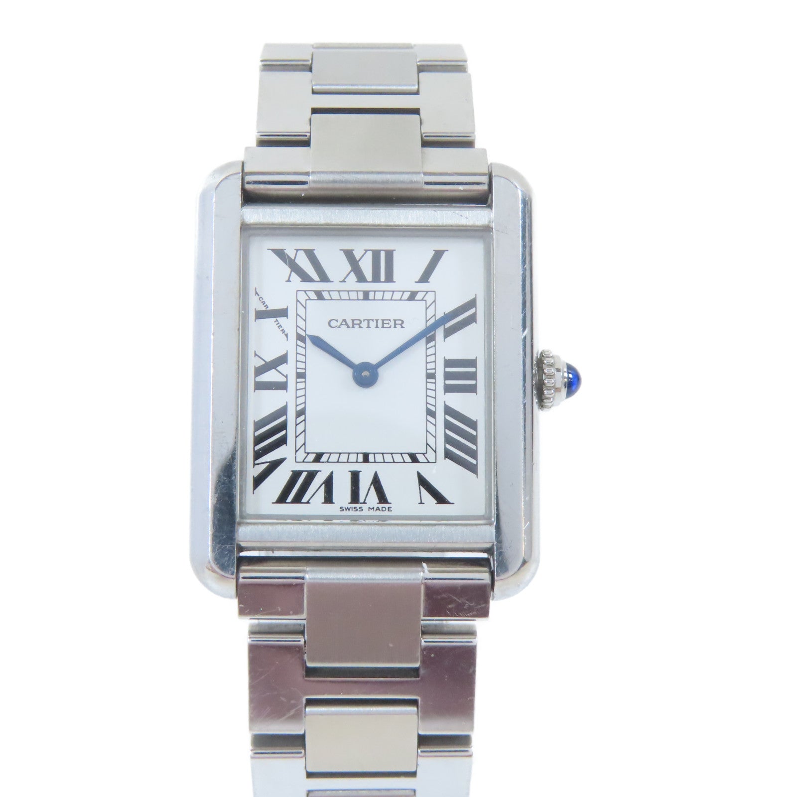 CARTIER Tank Solo不鏽鋼手錶石英機芯白色#15cm
