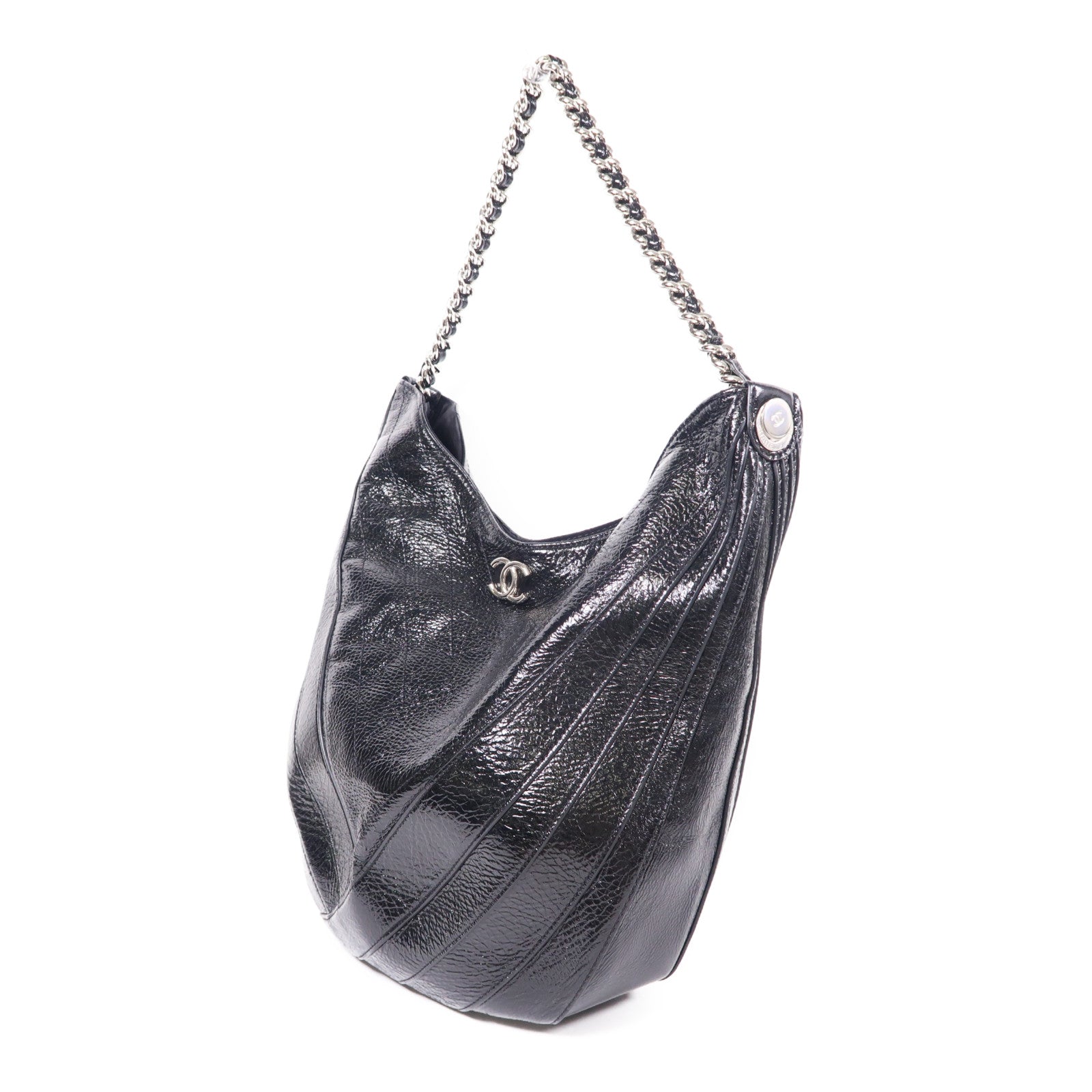 CHANEL 牛皮皮革Chain Shoulder銀扣肩背袋