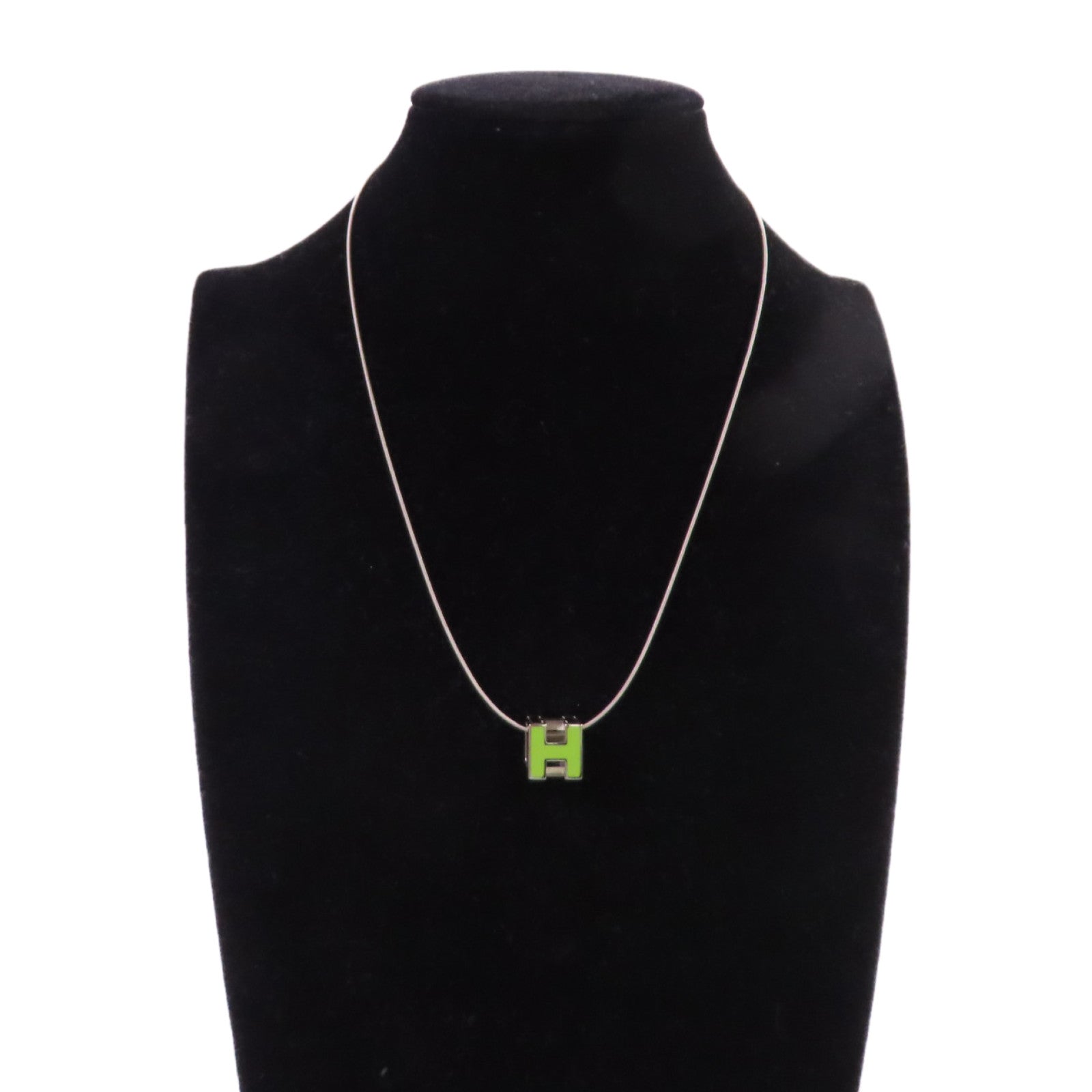 HERMES 金屬Cube d'H (H Cube) Necklace項鏈綠色