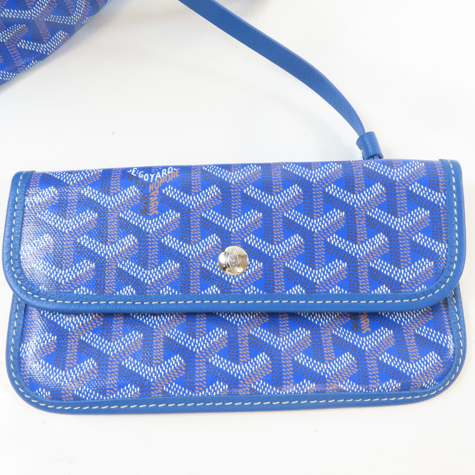 GOYARD 塗層帆布Saint Louis PM銀扣手挽袋藍色