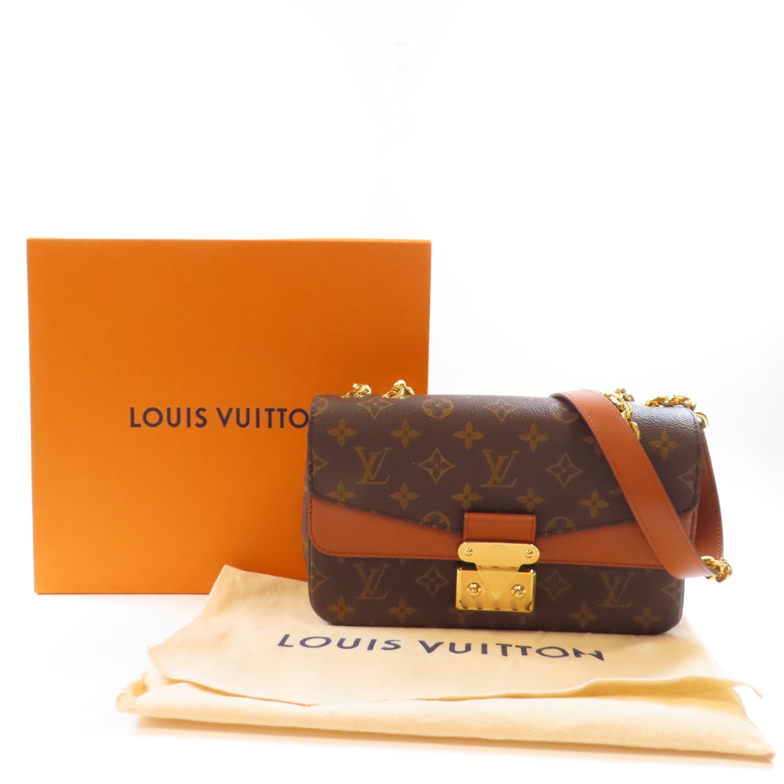 LOUIS VUITTON Monogram Marceau金扣鏈帶肩背袋棕色