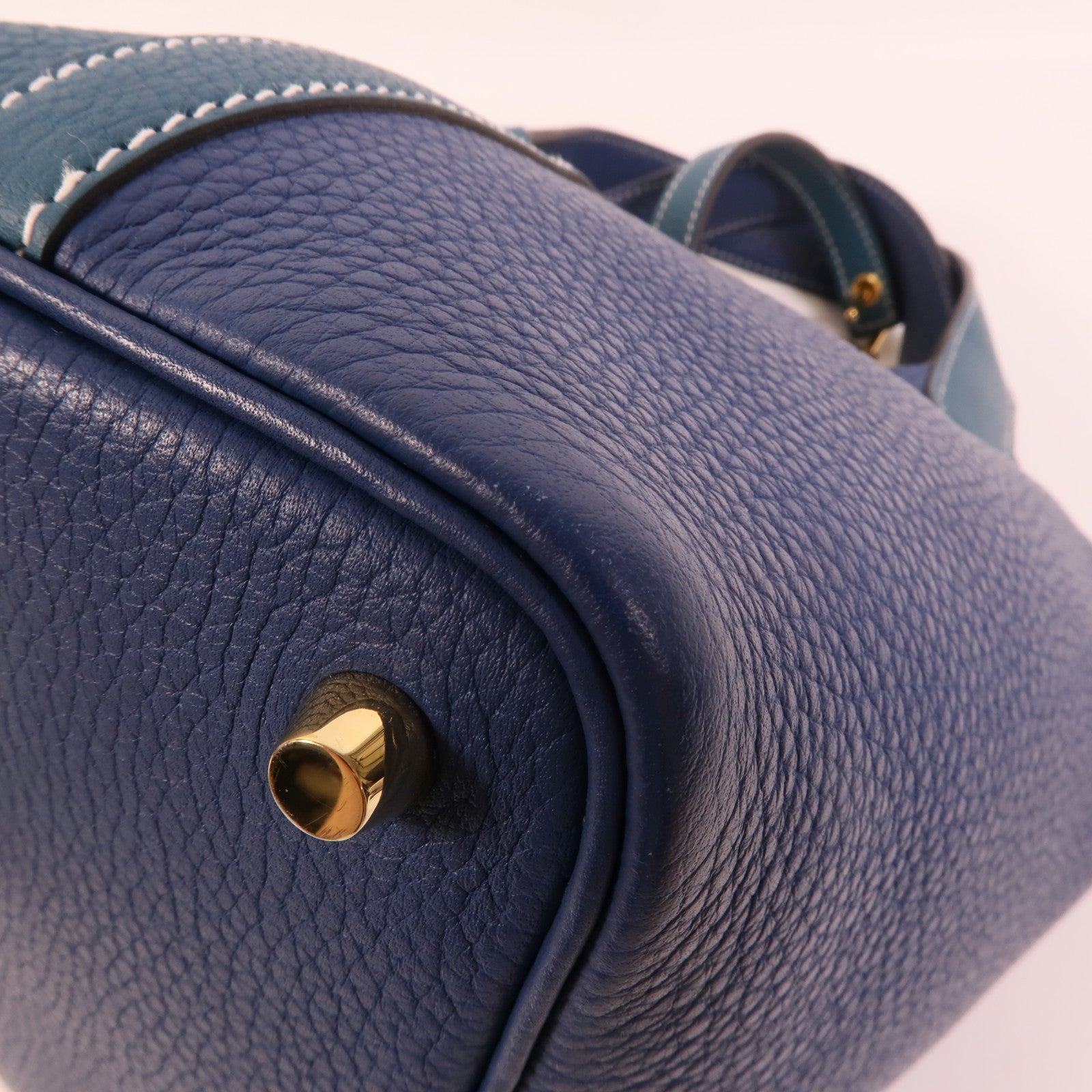 HERMES Clemence皮革Picotin PM手挽袋Deep Blue Vert Bosphore