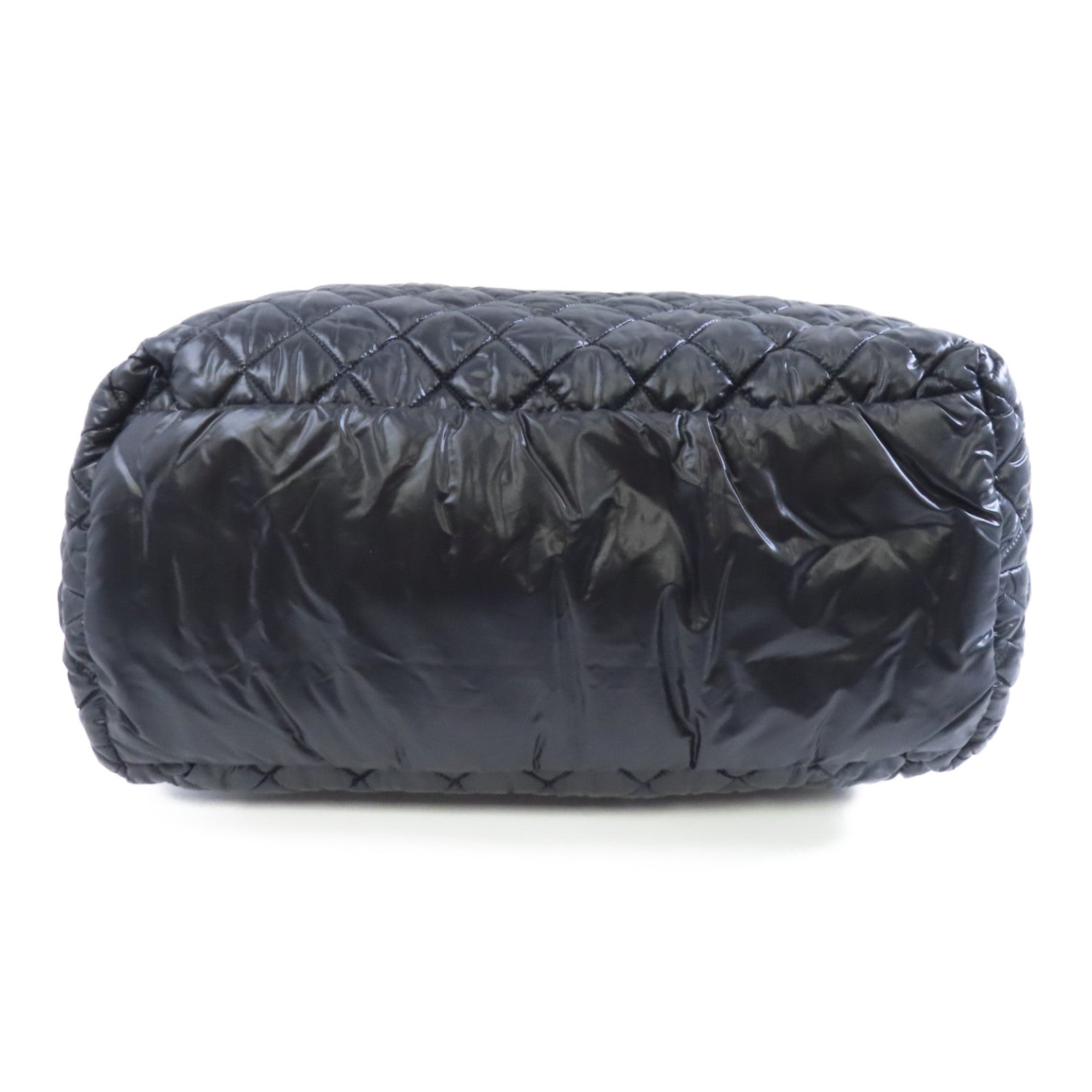 CHANEL 菱格尼龍CoCo Cocoon銀扣手挽袋黑色
