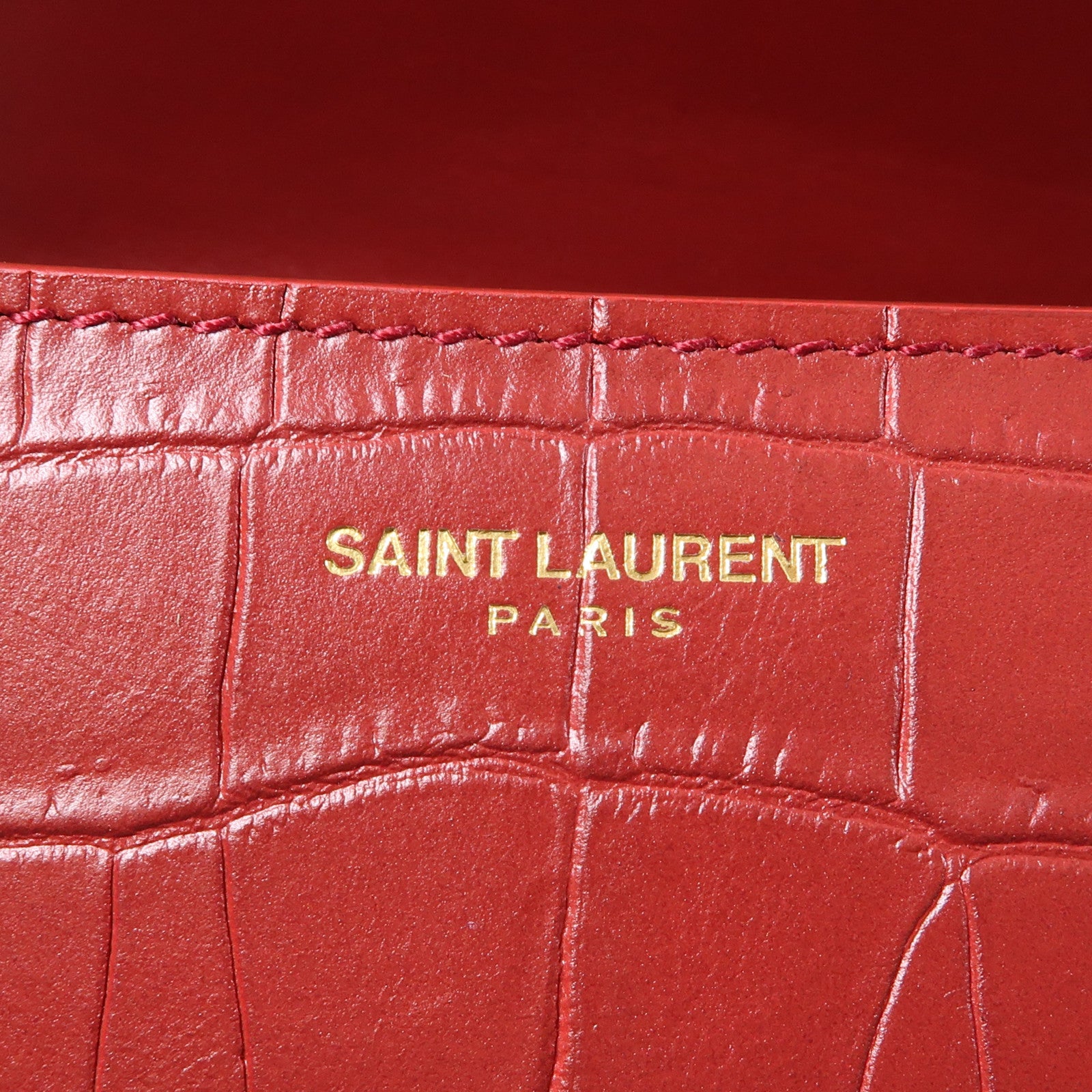 SAINT LAURENT 牛皮皮革Elise金扣鏈帶肩背袋紅色