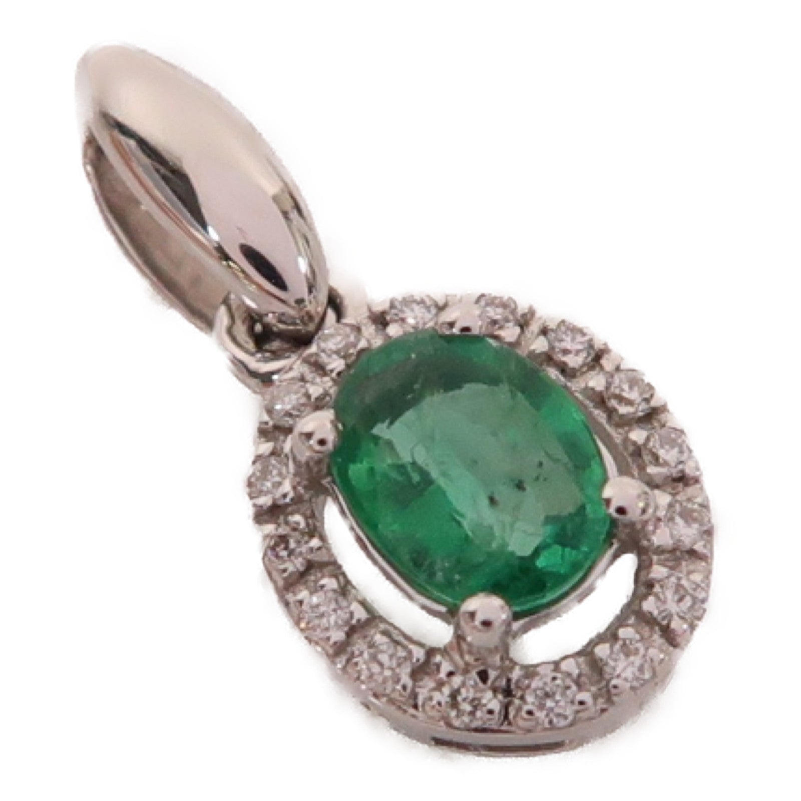 JEWELRY 18K白金Pendant0.27ct綠寶石/0.04ct鑽石吊墜