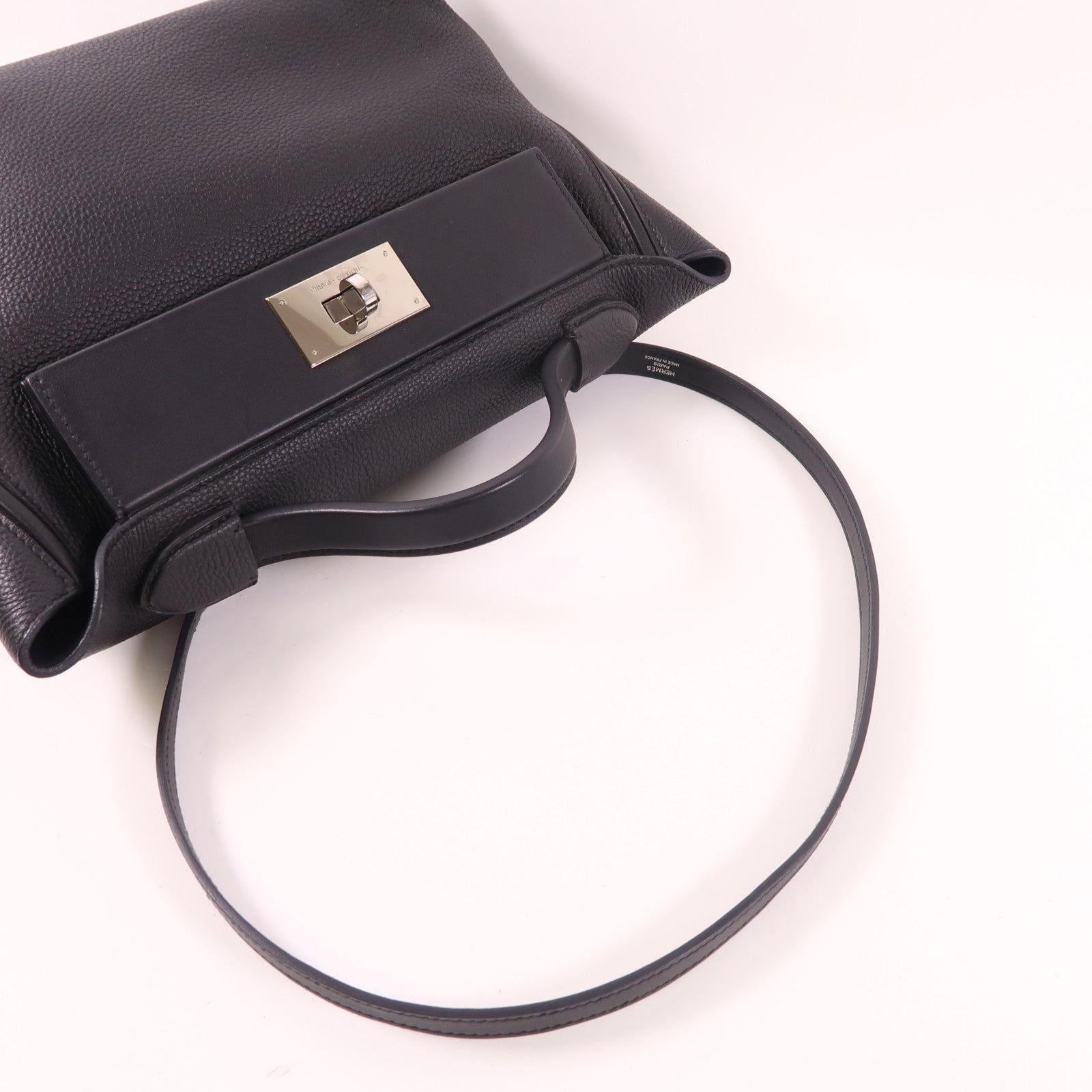 HERMES Togo皮革24/24 29cm銀扣手挽肩背兩用袋Noir