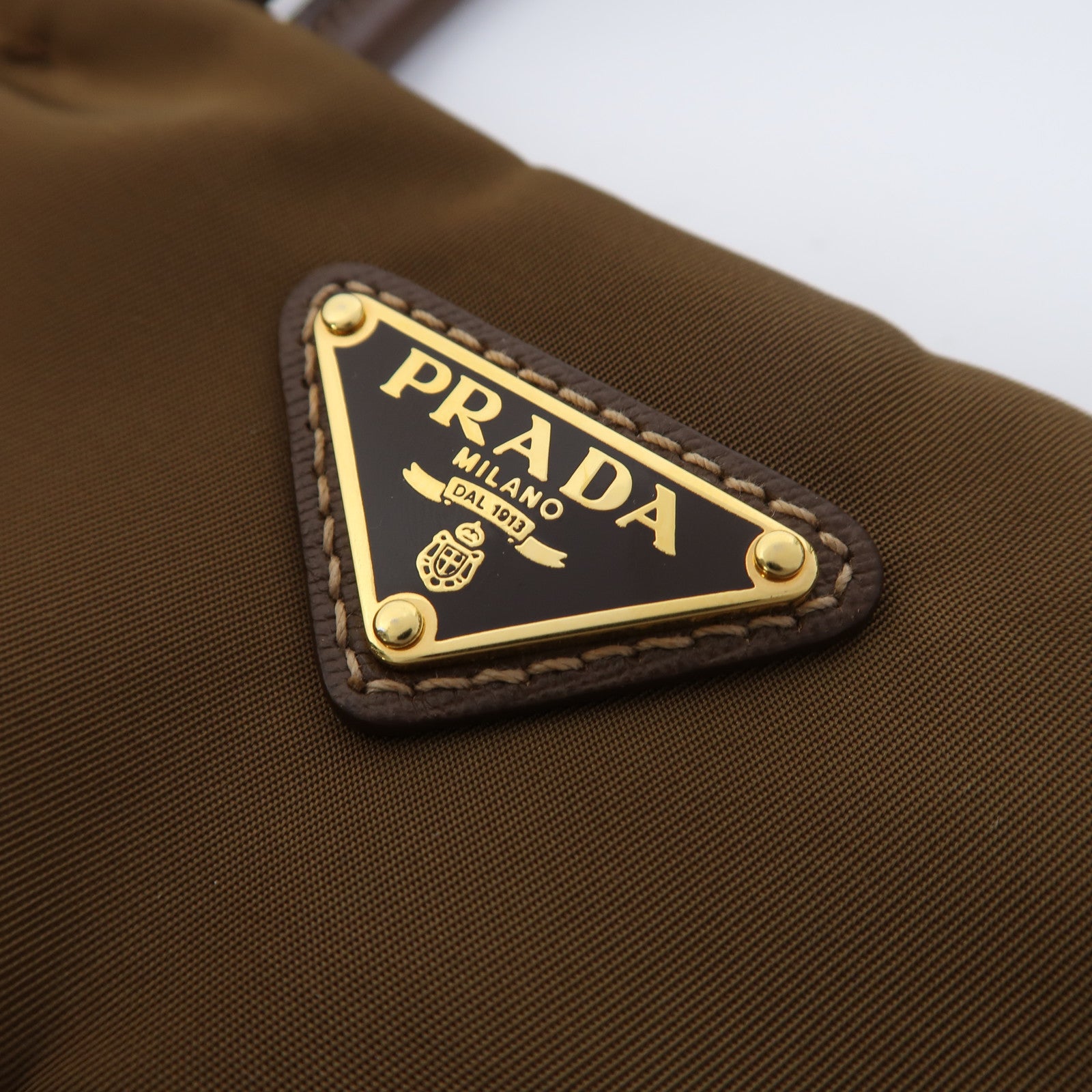 PRADA 尼龍2 way Shoulder金扣手挽肩背兩用袋啡色